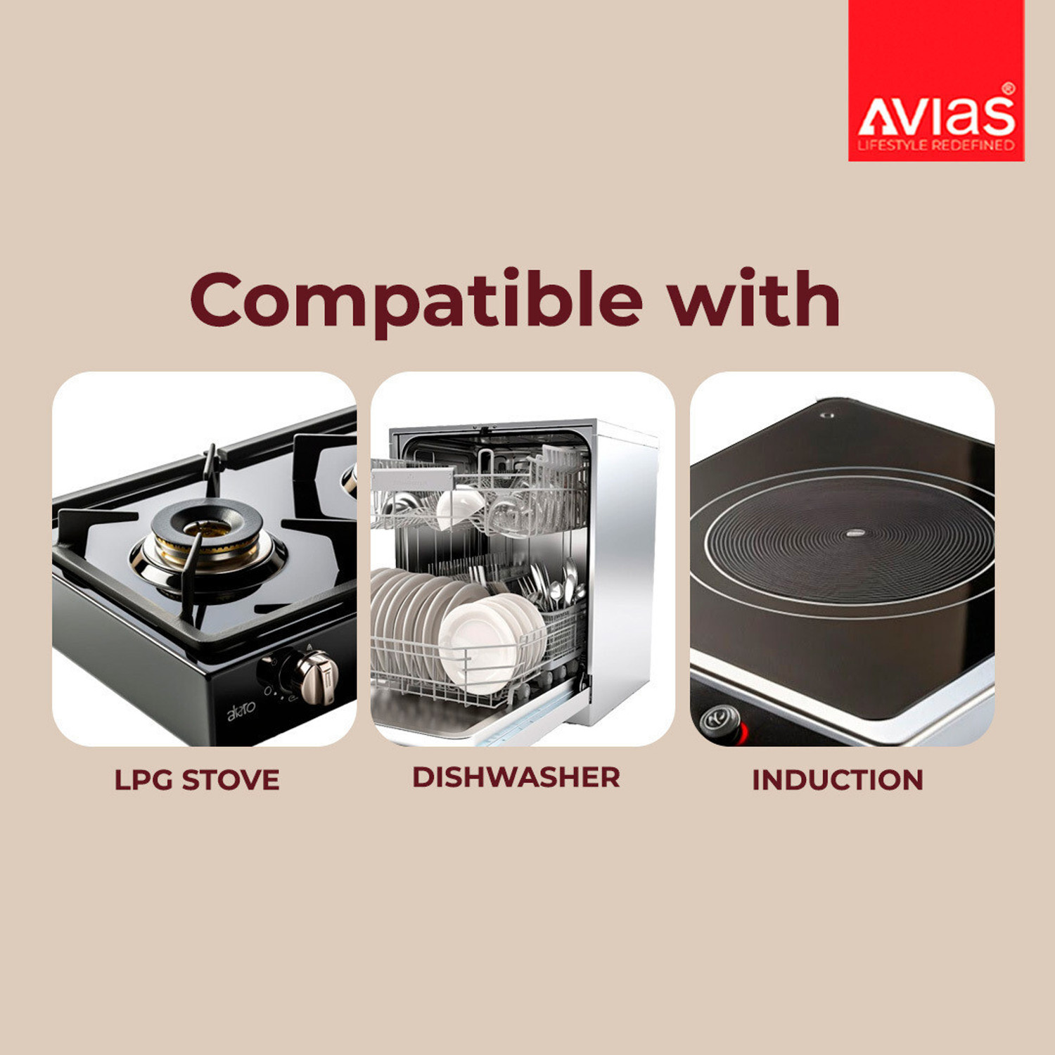 Image of AVIAS IB Cookpot with Glass Lid /Gas Stove Friendly /Rust-Resistant Cookware Pot 16 cm diameter 2 L capacity with Lid