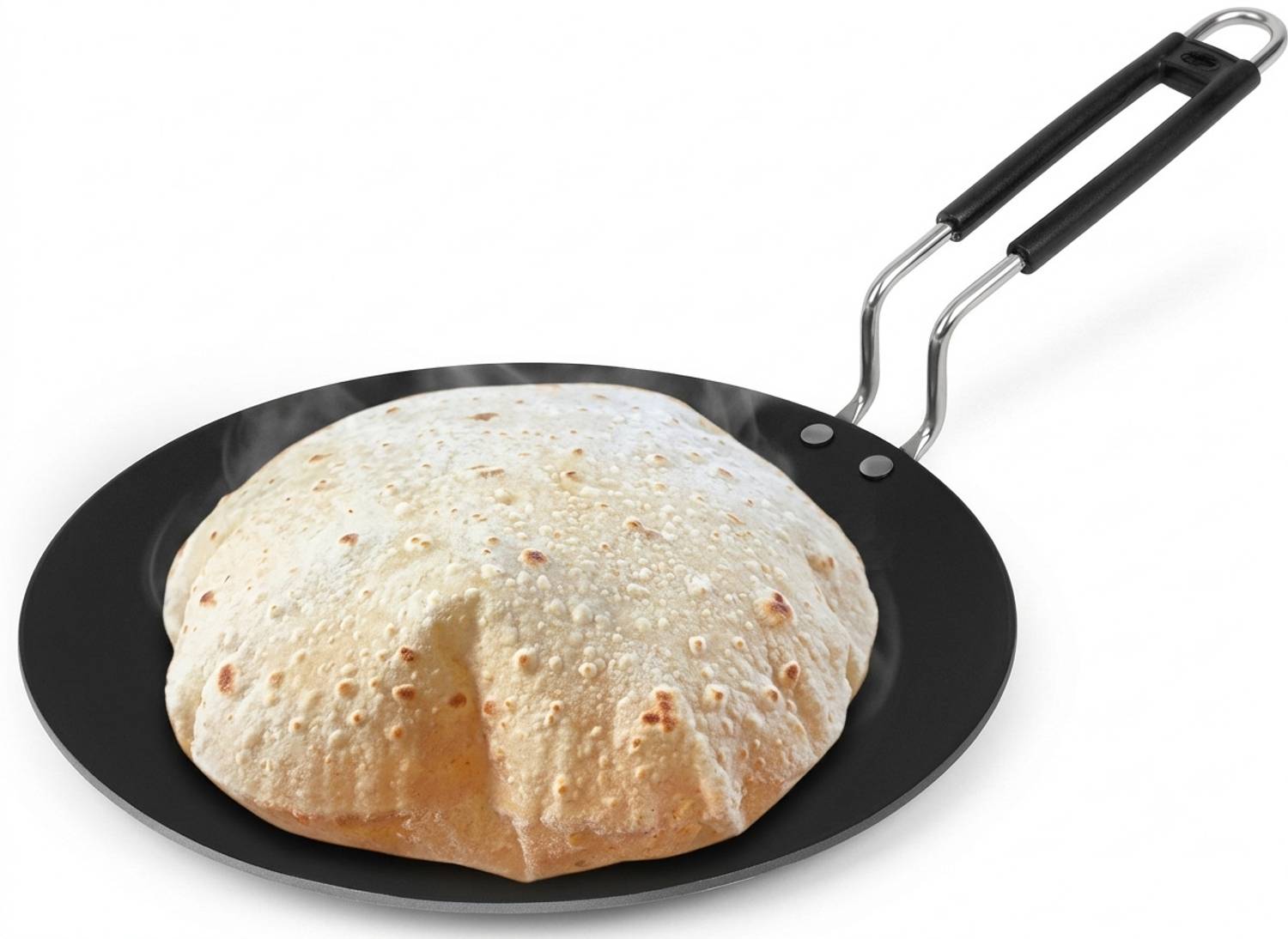 EKANSTORES Pure Iron Roti Tawa with Strong SS Wire Handle Tawa 25 cm diameter — Tawa & Griddles