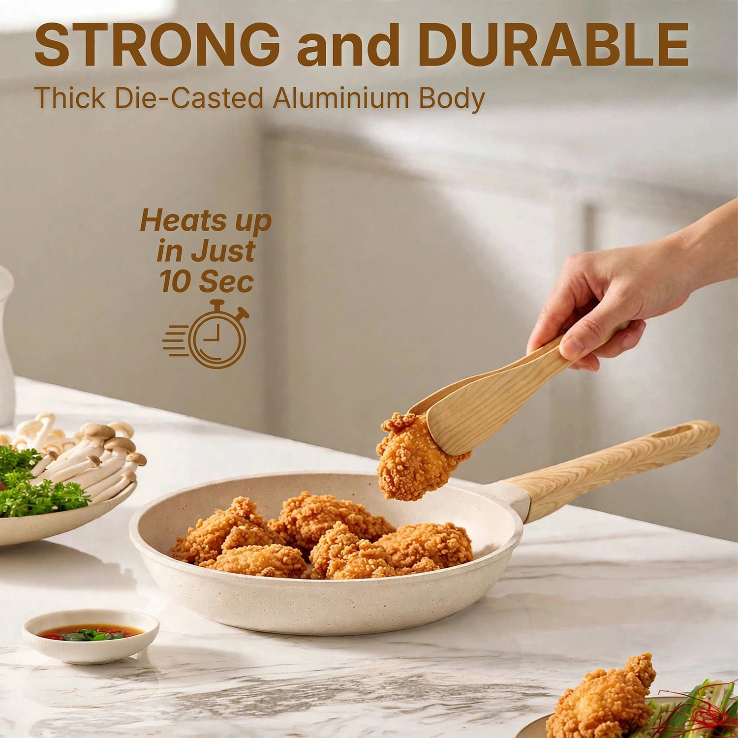 Image of Kreme CeraStone Granite Fry Pan 24 cm diameter 1.7 L capacity (Aluminium, Stoneware, Non-stick, Induction Bottom)