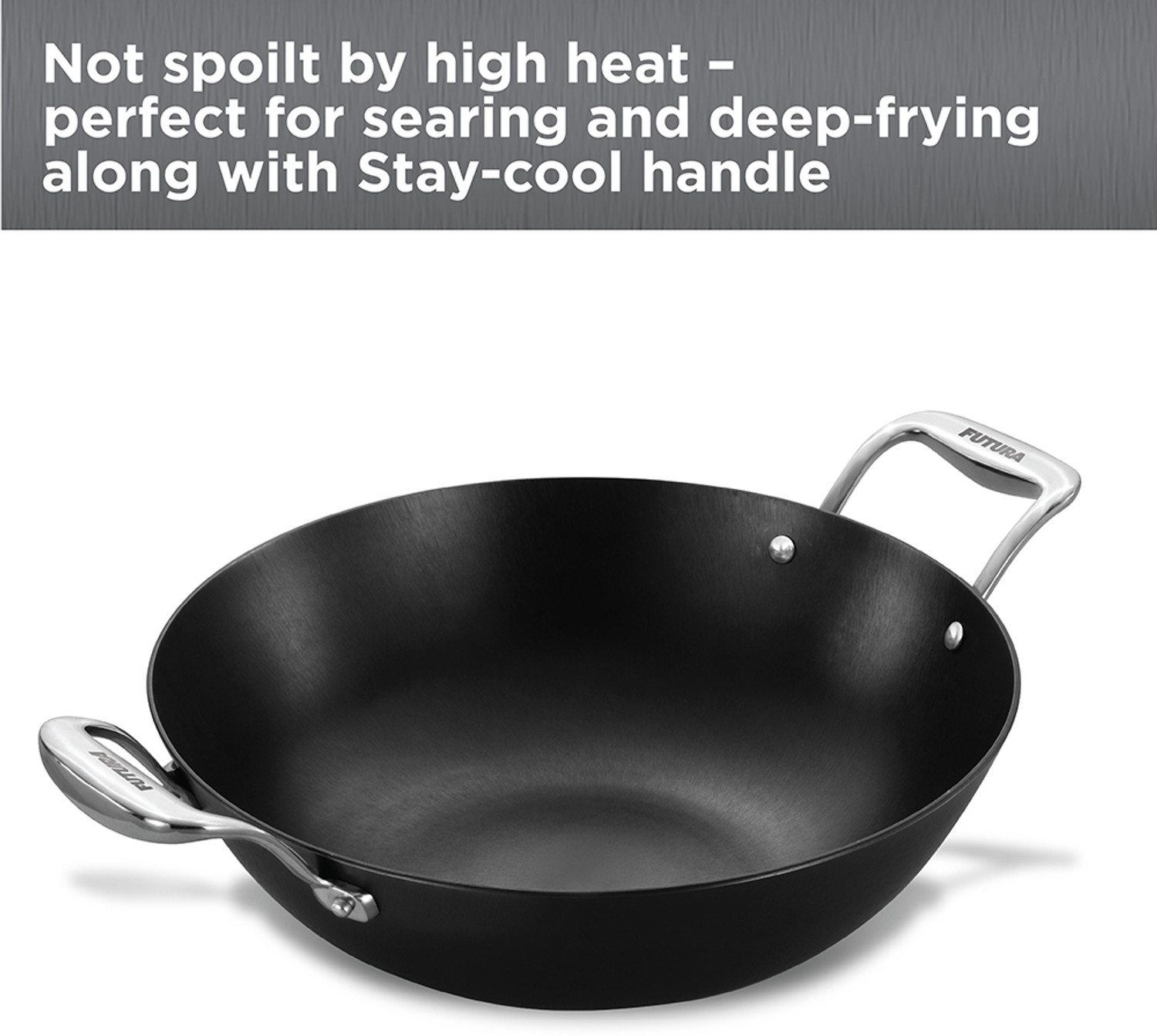 Image of Hawkins Futura Ironman Slim Cast Iron Kadai (IMK40G) Kadhai 29 cm diameter with Lid 4 L capacity