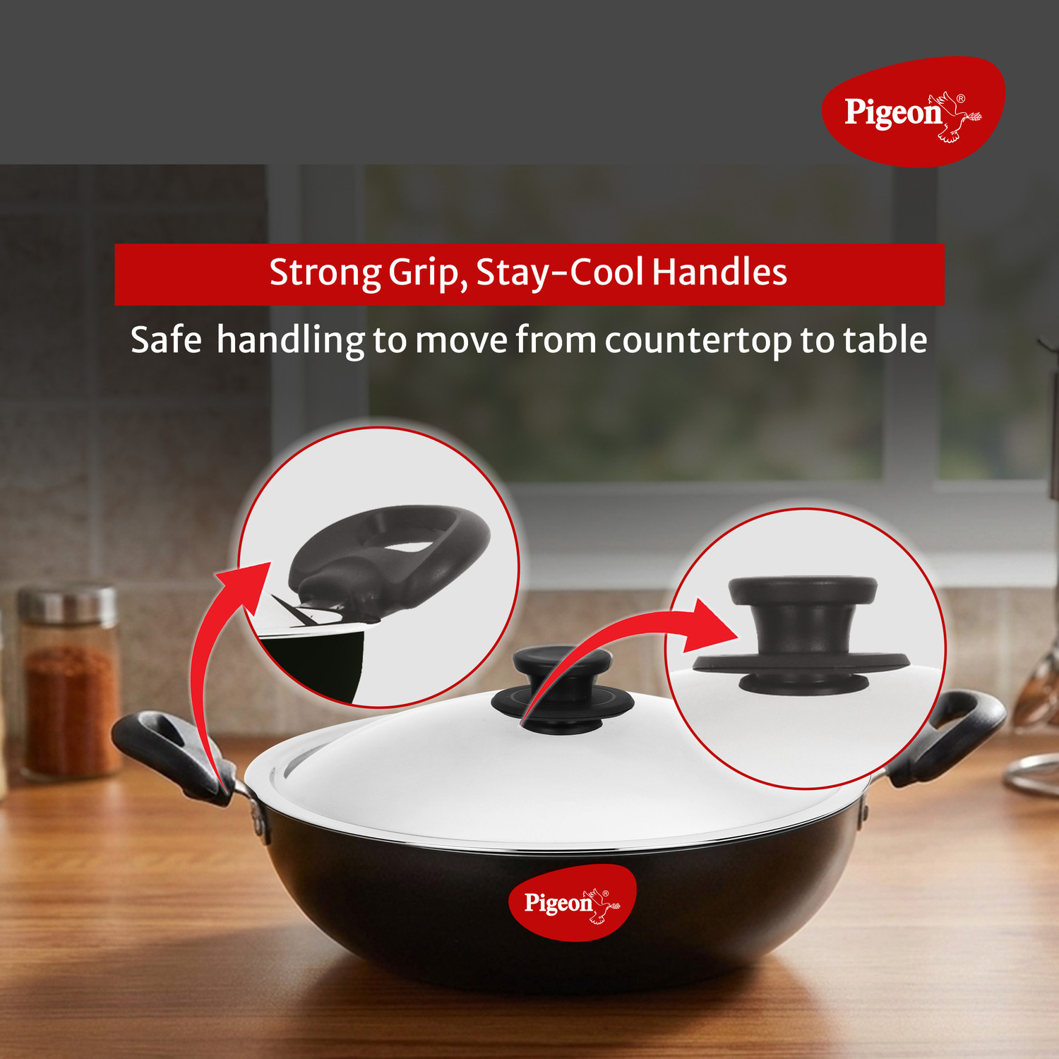 Image of Pigeon NonStick Kadhai 15 cm diameter with Lid 1.5 L capacity