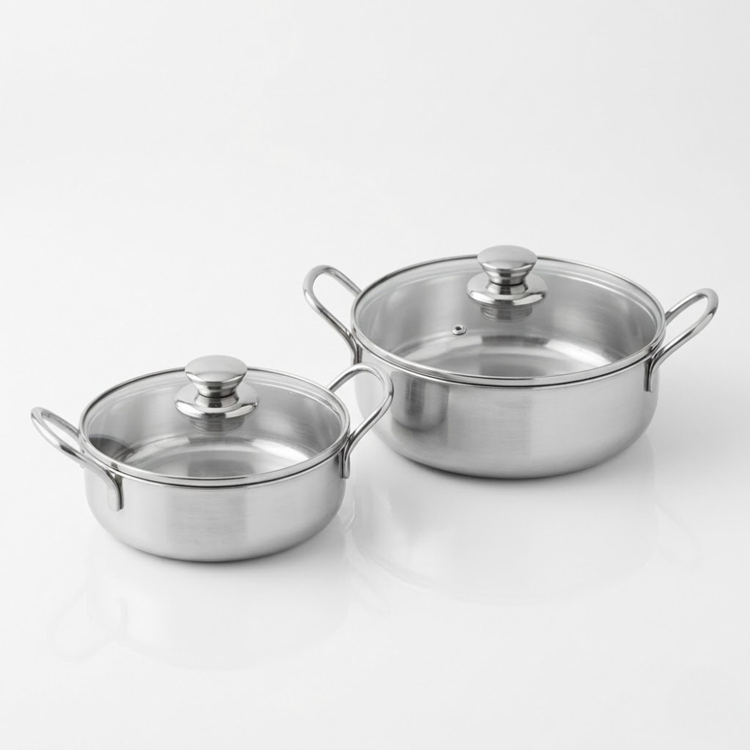 Image of VINOD Stainless Steel Elite Serving Bowls with Glass LId & Handle Handi 900 L, 1100 L with Lid