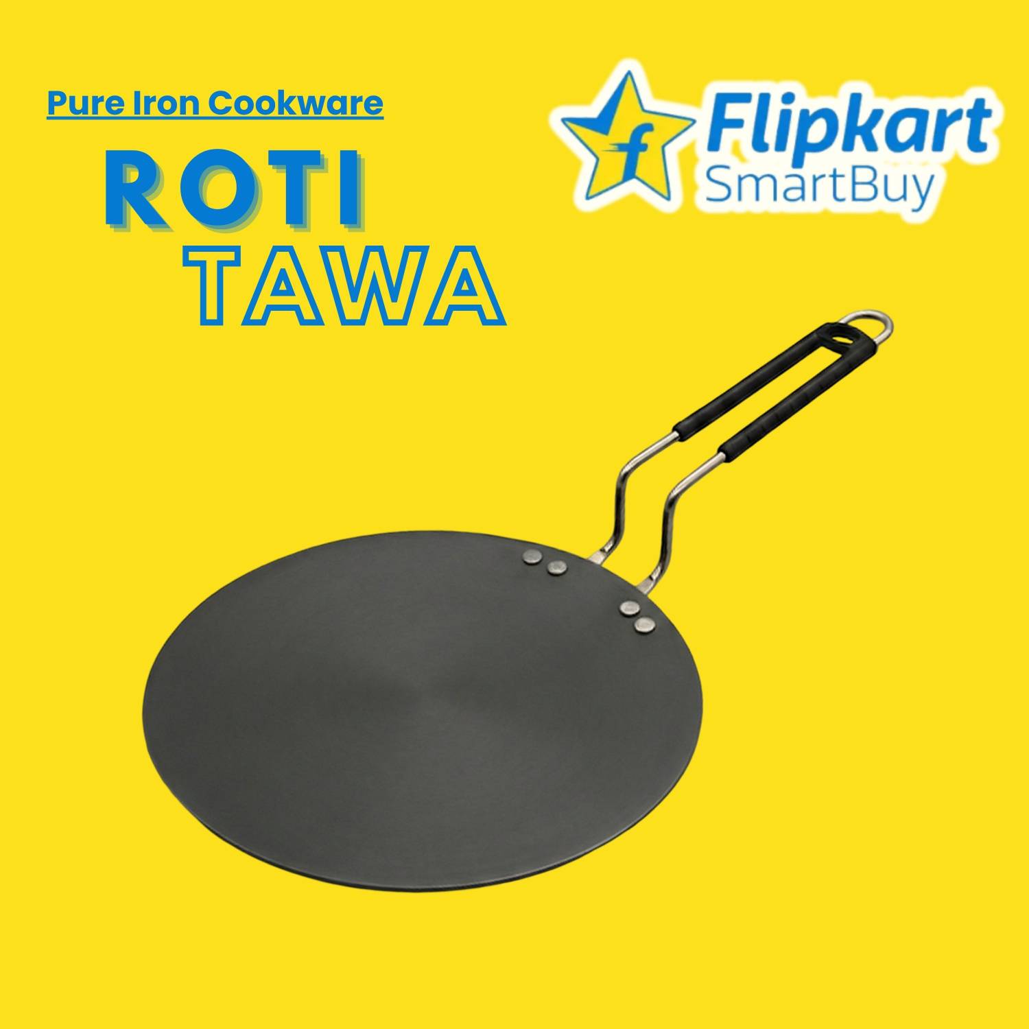 Flipkart SmartBuy Pure Iron Roti & Chapati Tawa | Reinforced 4-Rivet Handle | Pre-Seasoned Tawa 25.5 cm diameter — Tawa & Griddles