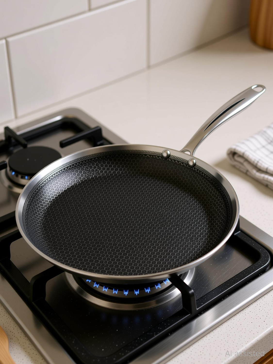 Image of MILTON ProCook Triply Hexa Tech Induction Stainless Steel Tawa,28cm, Honeycomb Nonstick Tawa 28 cm diameter