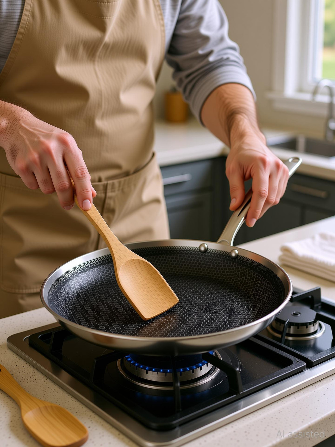 Image of MILTON ProCook Triply Hexa Tech Induction Stainless Steel Tawa,28cm, Honeycomb Nonstick Tawa 28 cm diameter