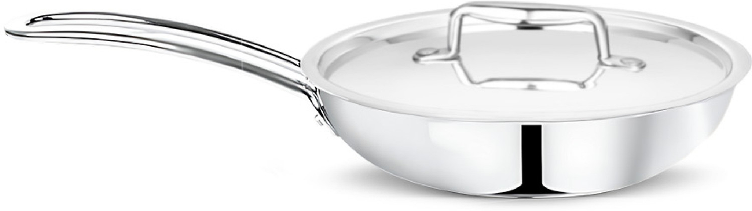 Image of Classic Essentials Triply SS Fry Pan With Lid | Gas & Induction Cookware Fry Pan 22 cm diameter with Lid 1.5 L capacity