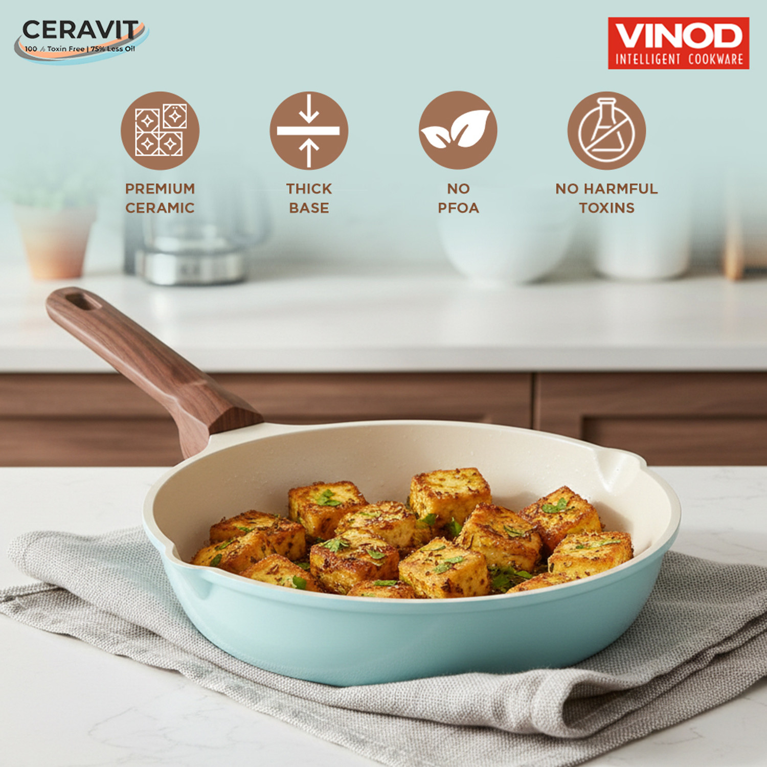 Image of VINOD Vinod Ceravit Non Stick Ceramic Fry Pan 26 cm diameter 2.5 L capacity