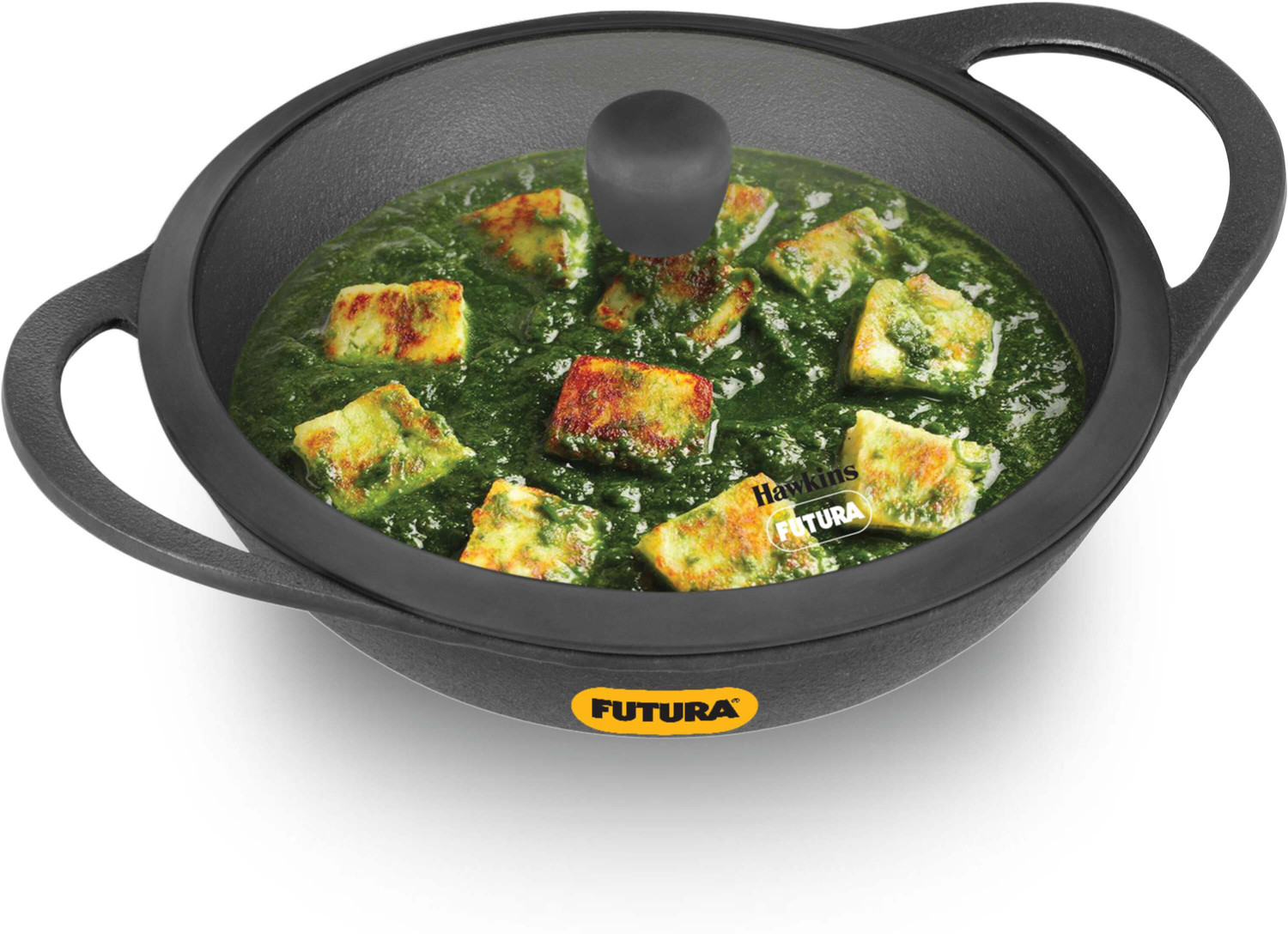 Image of Hawkins Futura Deep Fry Pan with Glass Lid (CIK35G) Kadhai 26 cm diameter with Lid 3.5 L capacity