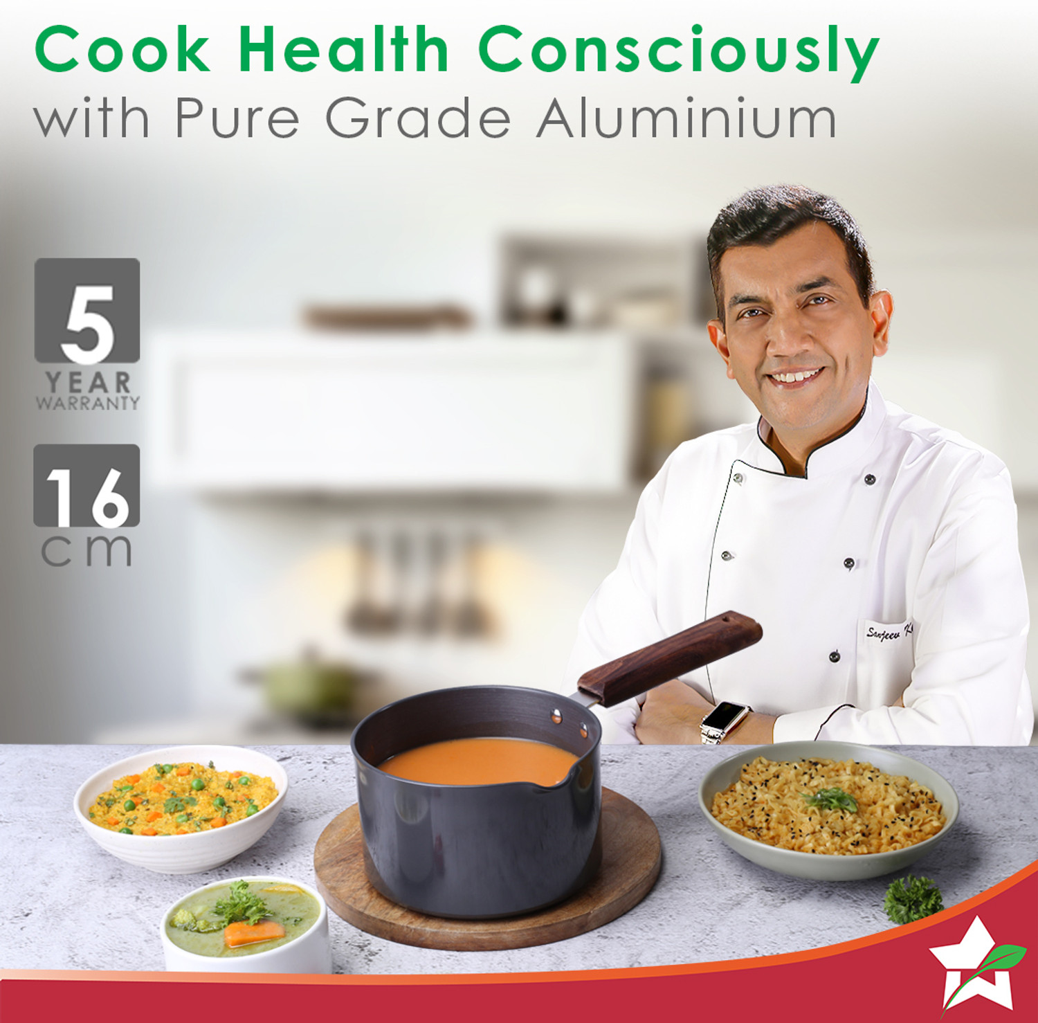 Image of WONDERCHEF Ebony Sauce Pan 16 cm diameter 2 L capacity