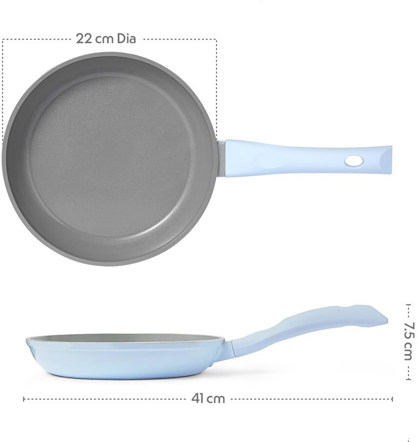 Image of BOROSIL 1.1L (22cm) Ceramic Vajra Series Fry Pan, Gas Stove & Induction Compatible Fry Pan 22 cm diameter 1.1 L capacity