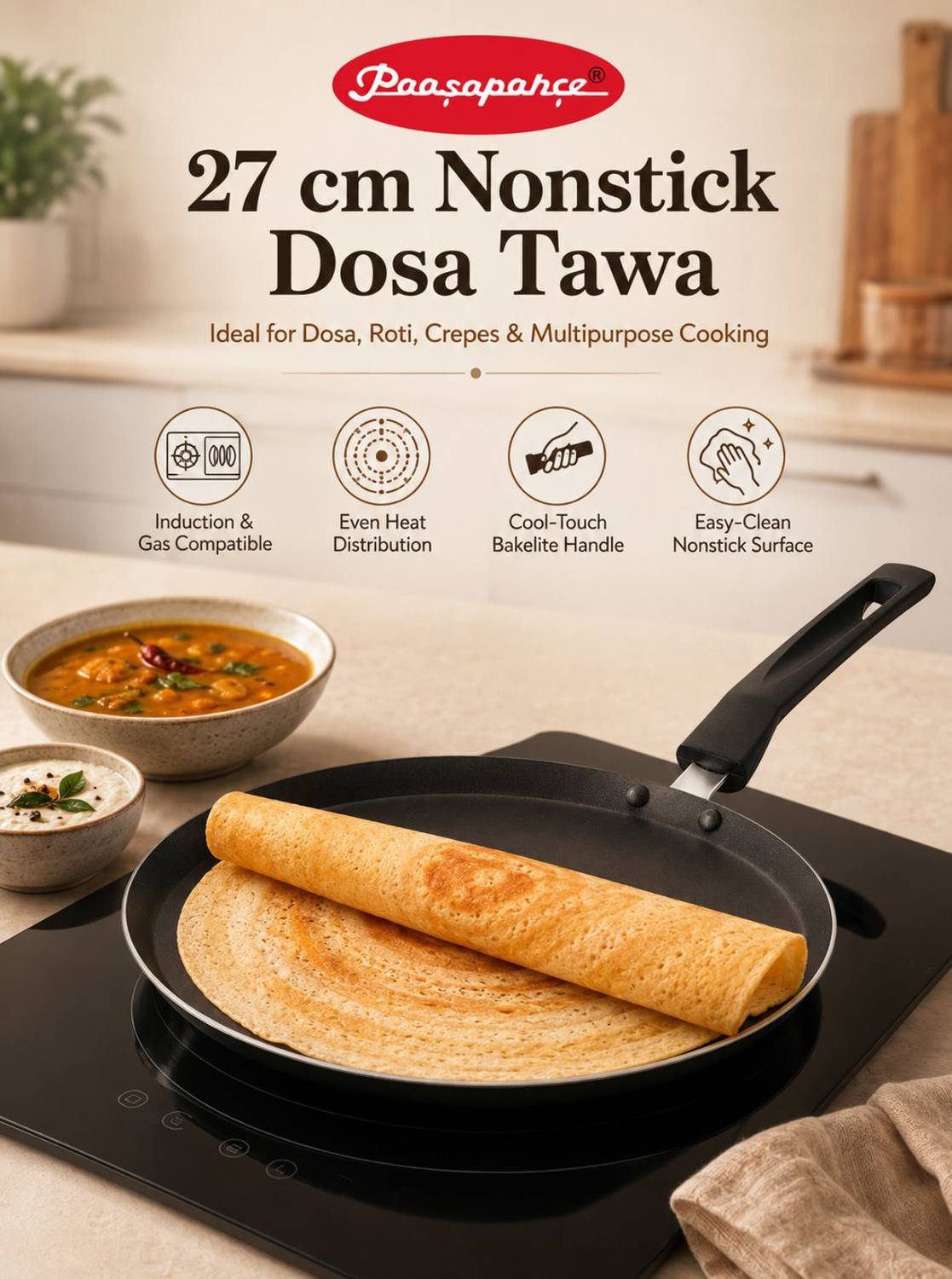 paasapahce 27cm Nonstick Dosa Tawa - Image 2