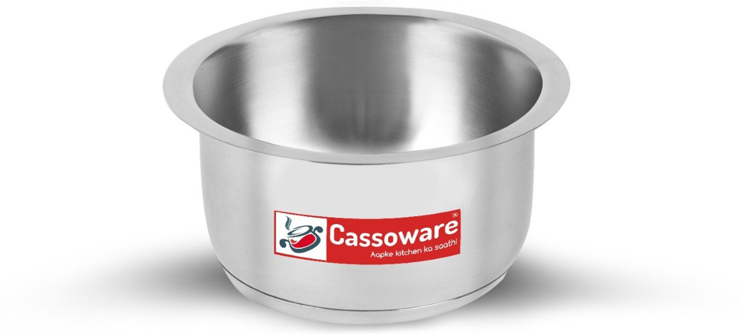 Image of Cassoware Stainless Steel Tope / Patila | Induction and Gas Stove Friendly 4500ML Tope /Bhagona /Patila 3.5 L capacity 16 cm diameter