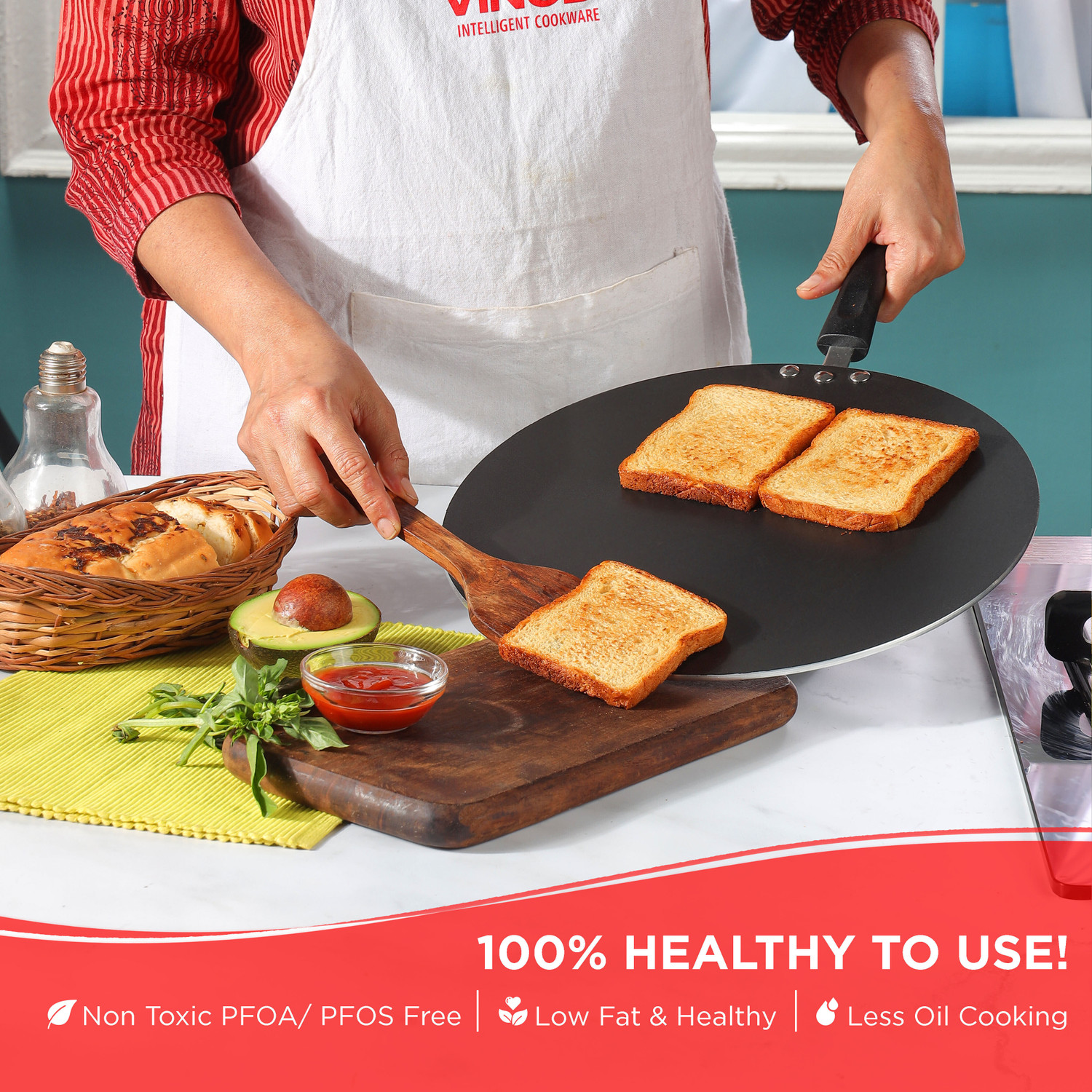 Image of VINOD Zest Non-Stick Flat Multi Tawa 30 cm diameter
