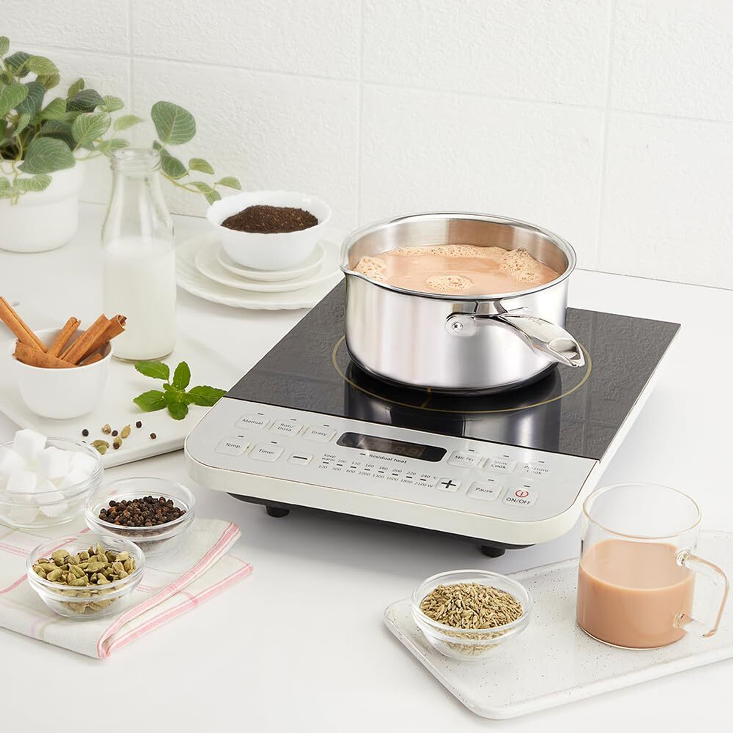 Image of BOROSIL Cookfresh Triply Steel 16 Cm Sauce Pan with Spout, SS304 Food Grade Steel Sauce Pan 16 cm diameter 1.7 L capacity