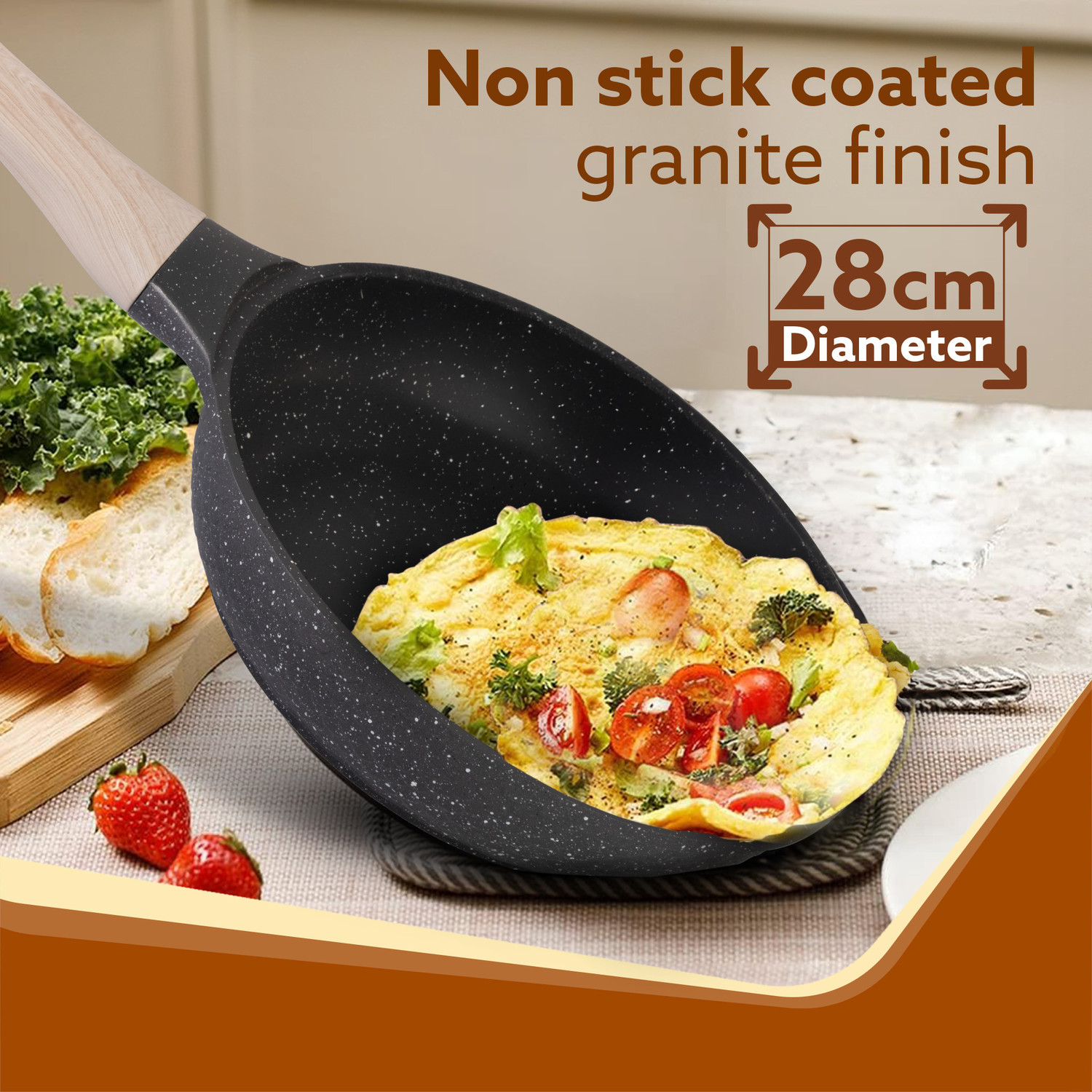 Image of AGARO Fry Pan 28 cm diameter with Lid 3 L capacity