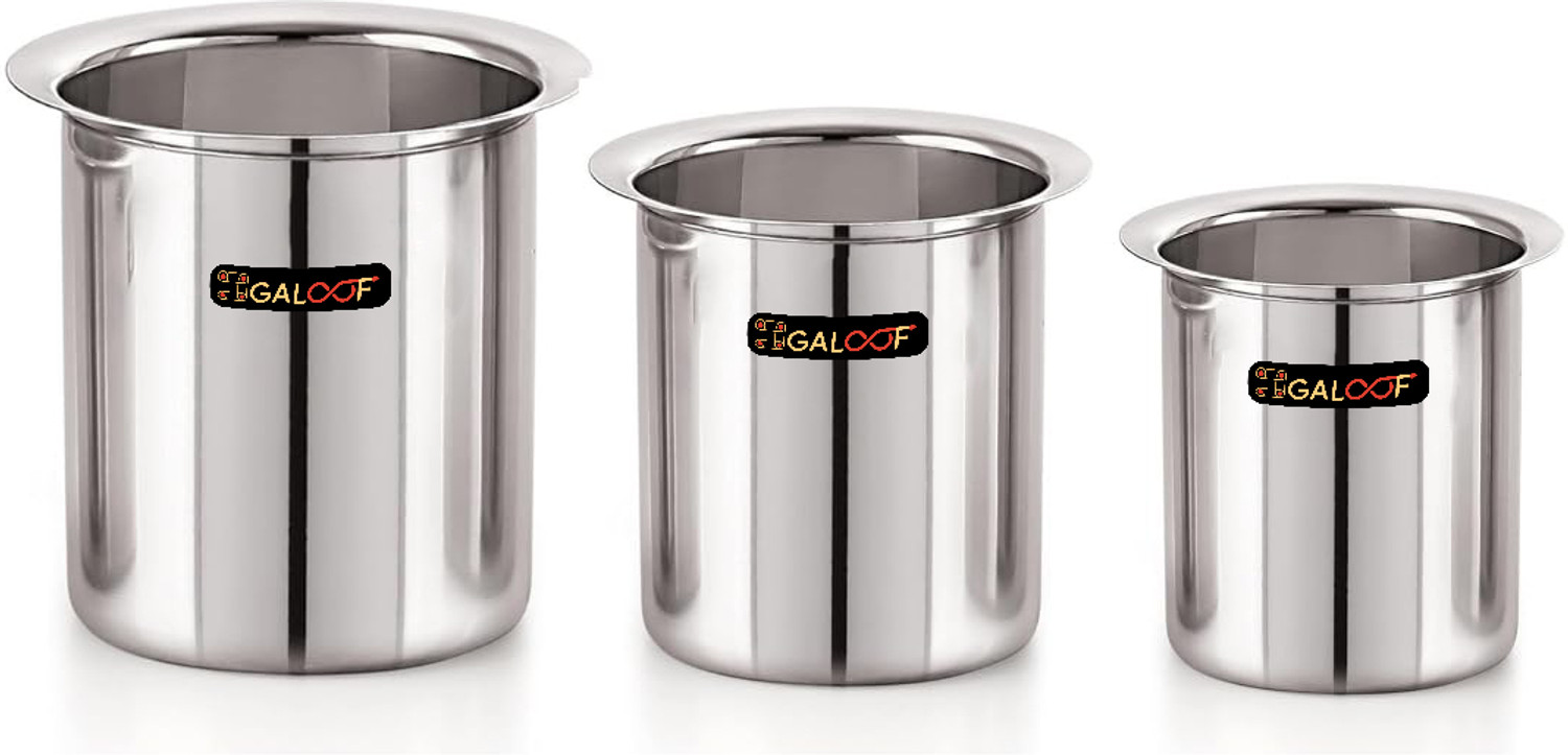 Image of GALOOF Milk Container Boiler Gunj Pot 11cm 10cm 12cm dia, 1 L, 1.3 L, 1.7 L capacity Tope /Bhagona /Patila Set 1 L, 1.3 L, 1.7 L capacity 10 cm, 11 cm, 12 cm diameter