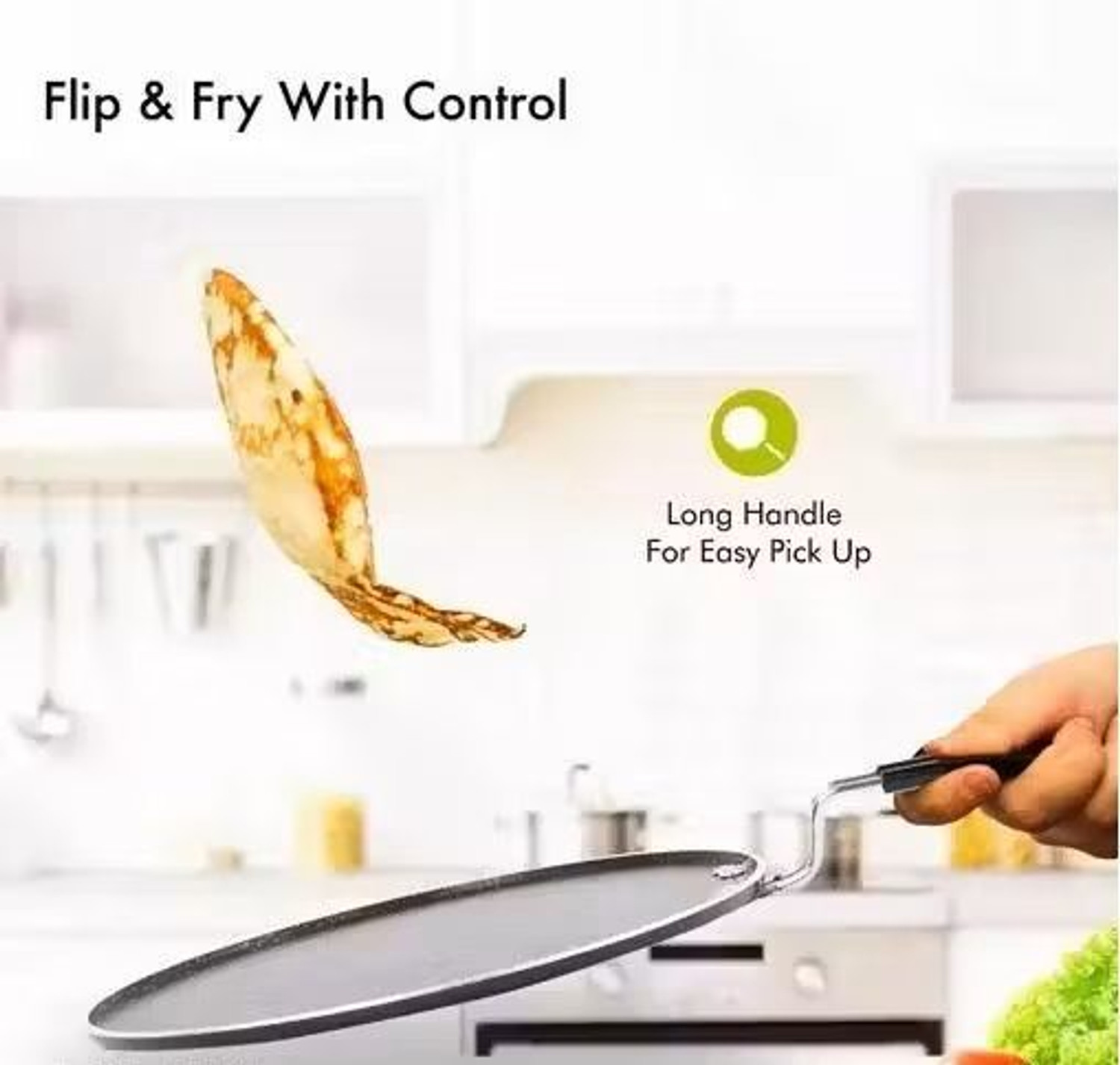 Image of Mainsa Non-Stick Dosa Tawa | Flat Round Dosa Tawa with Dual Handles Tawa 30 cm diameter
