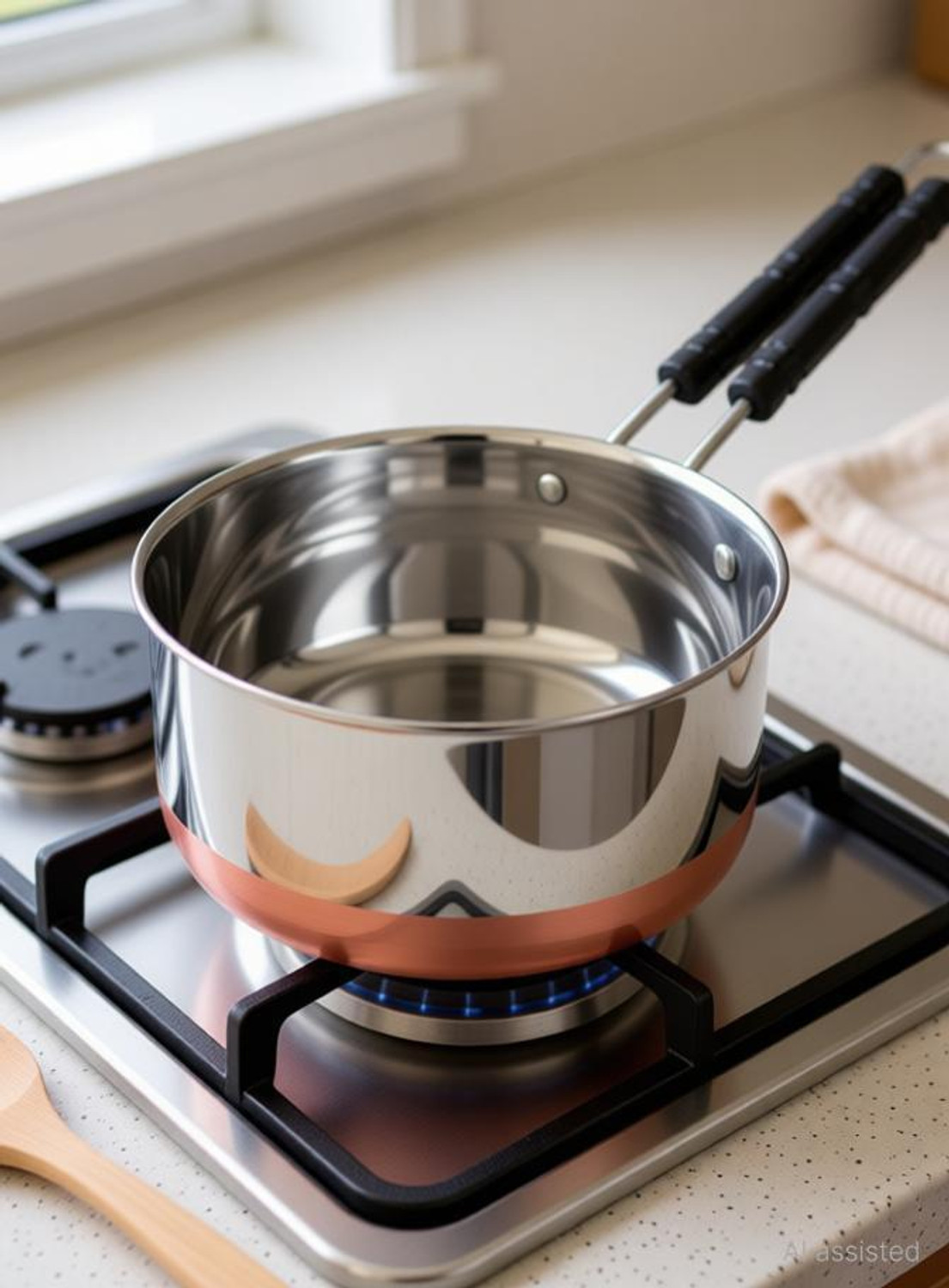 eppyz Stainless Steel Copper bottom Sauce Pan / MILK PAN / TEA PAN Capacity:- 1 Liter NO: 1 Sauce Pan 15.5 cm diameter 1 L capacity (Stainless Steel)