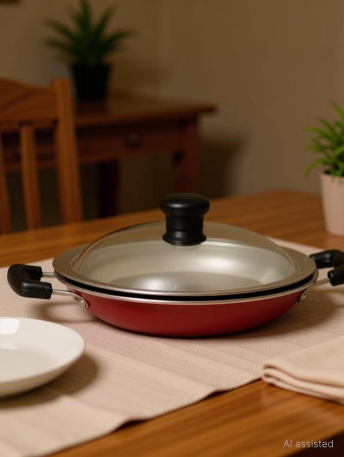 bluline Paniarakkal Pan 20 cm diameter with Lid 1 L capacity