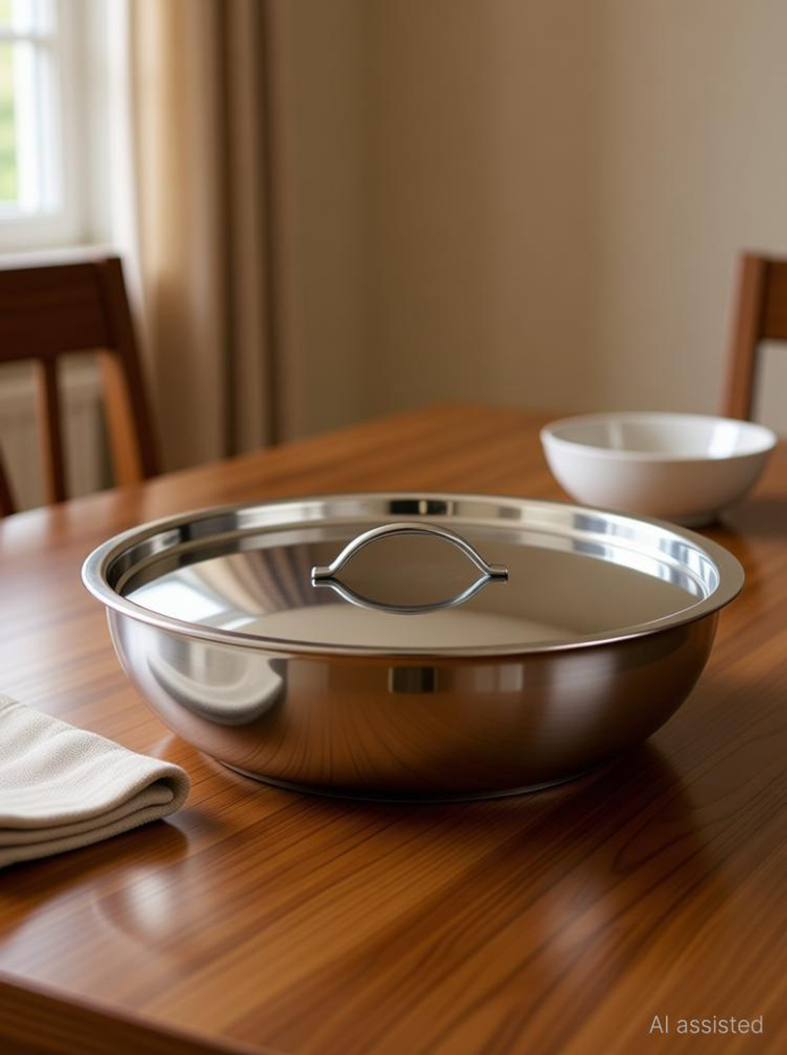 Image of bhalaria Triply Tasla with Handle | Gas & Induction Compatible Tasla with Lid 4.5 L capacity 32 cm diameter
