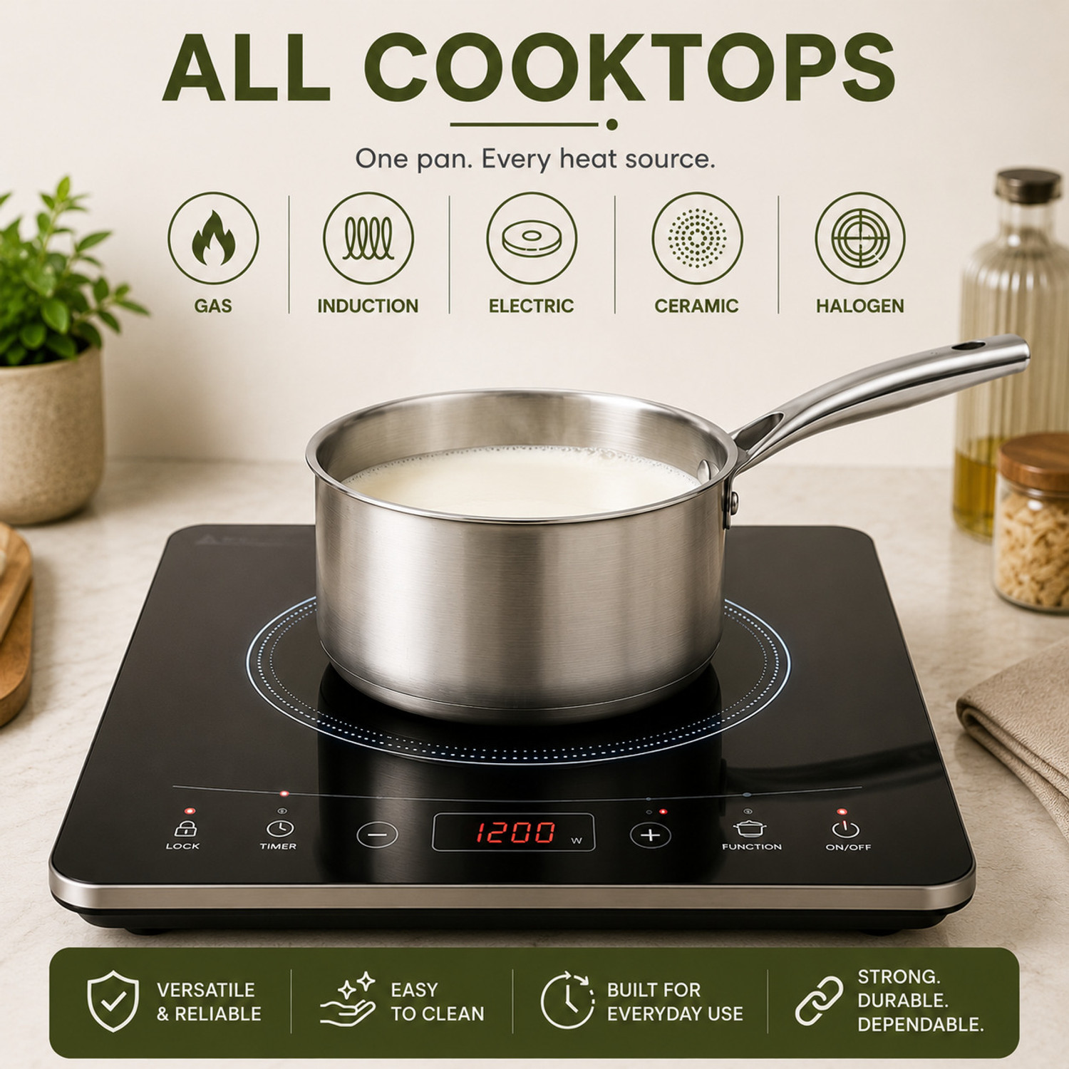 Image of Liora Premium Tri-Ply Stainless Steel Milk Pan 16 cm diameter 1.5 L capacity