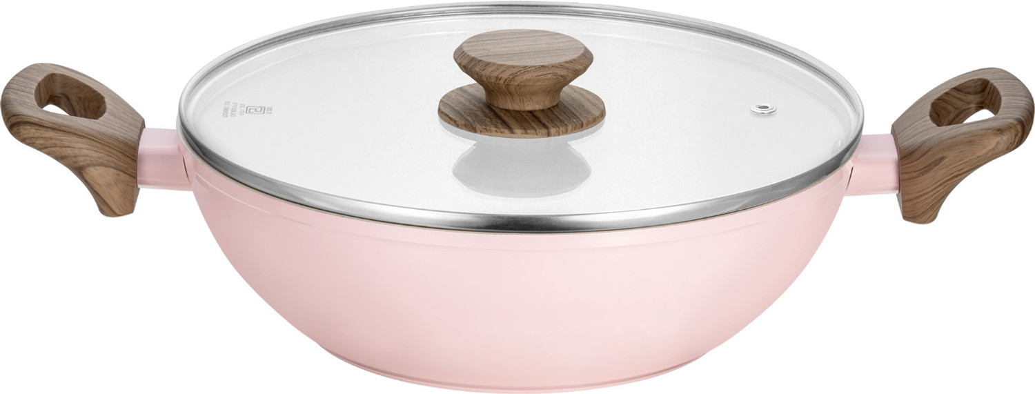 Image of Stellyfire Stellyfire Forged Ceramic 3 pcs Combo Cookware set (Pink) Induction Bottom Non-Stick Coated Cookware Set