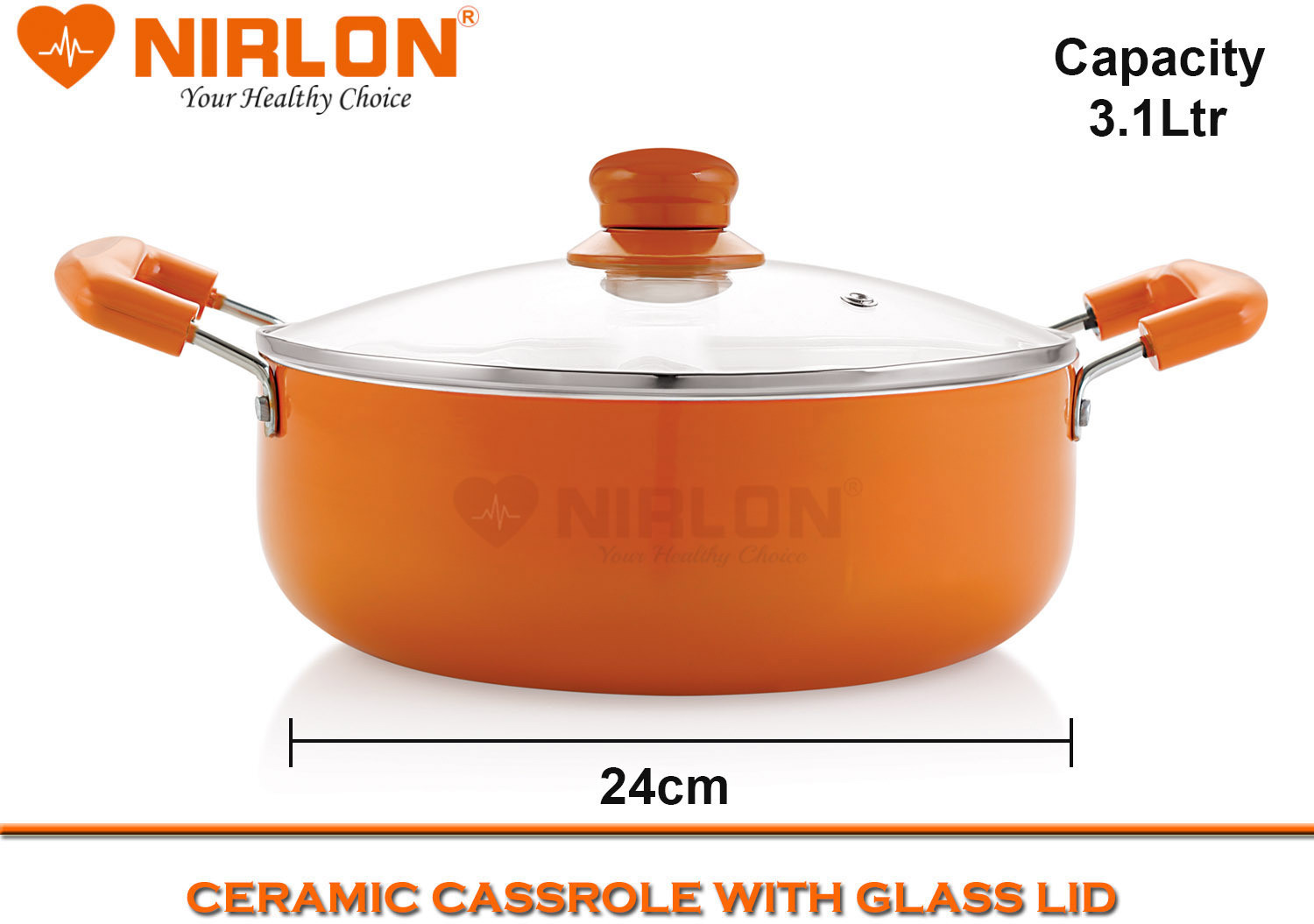 Image of NIRLON Ceramic 2-Piece Non Stick Induction Cookware, Aluminium Pots and Pans Set with Glass Lid Non-Stick Coated Cookware Set