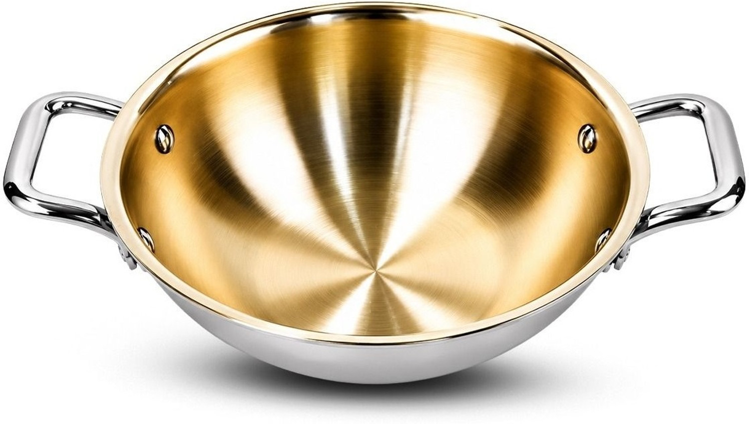 Image of IndiChef Brass Triply Kadahi in Heavy Weight | Gas Stove & Induction Friendly Kadhai 26 cm diameter 3 L capacity (Brass, Non-stick, Induction Bottom)