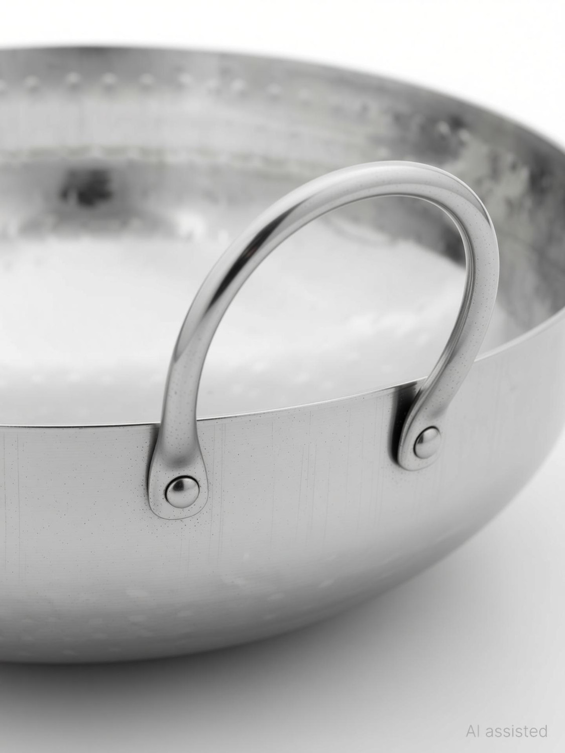 Image of Rakesh Gold Stainless steel heavy bottom for kadhai Kitchen | Hammered steel kadhai cooking Kadhai 35 cm diameter 7.5 L capacity