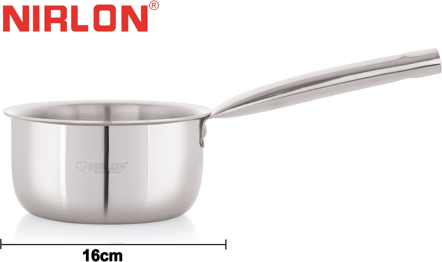 Image of NIRLON Plus Triply 3 Layer Stainless Steel Cookware Sauce Pan Tea Pan 16cm Sauce Pan 16 cm diameter 1.6 L capacity
