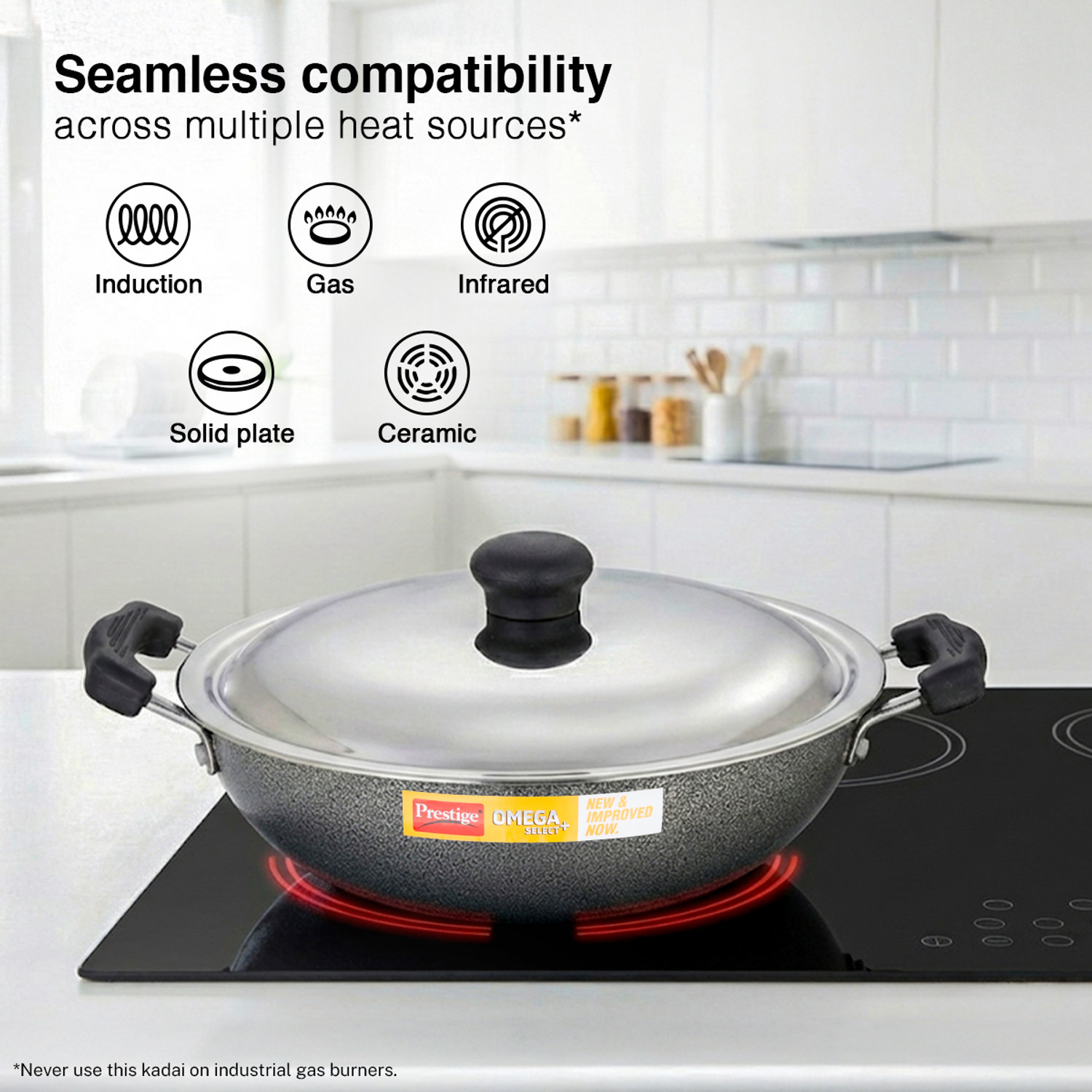 Image of Prestige Omega Select Plus Kadhai 25 cm diameter 1 L capacity