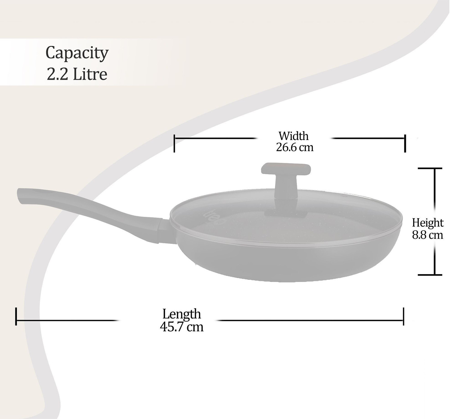 Image of MILTON Black Pearl Induction Fry Pan with Glass Lid Fry Pan 26.6 cm diameter with Lid 2.2 L capacity