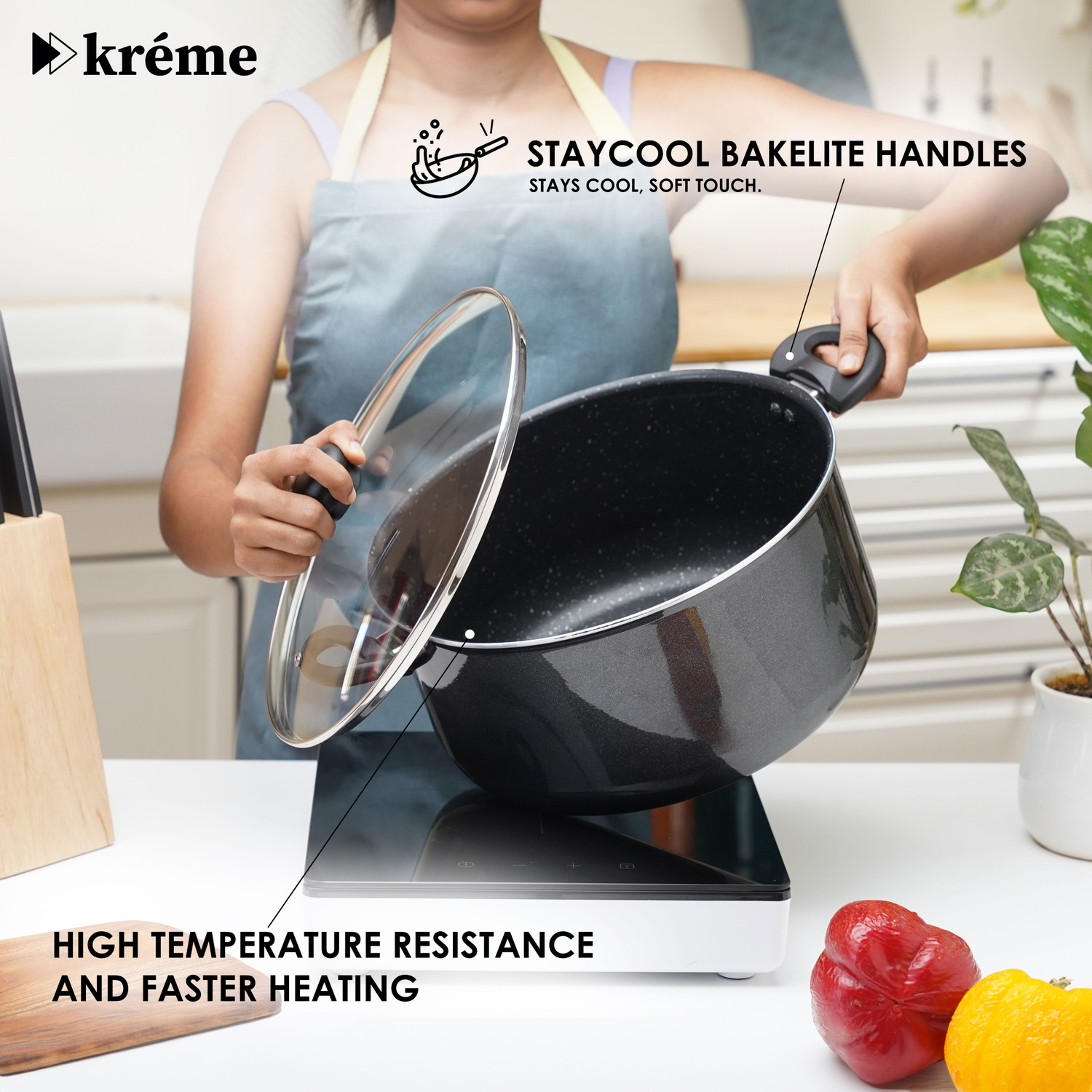 Image of Kreme Glaze Casserole / Biriyani Pot 8 Litre 28cm Pot 28 cm diameter 8 L capacity with Lid