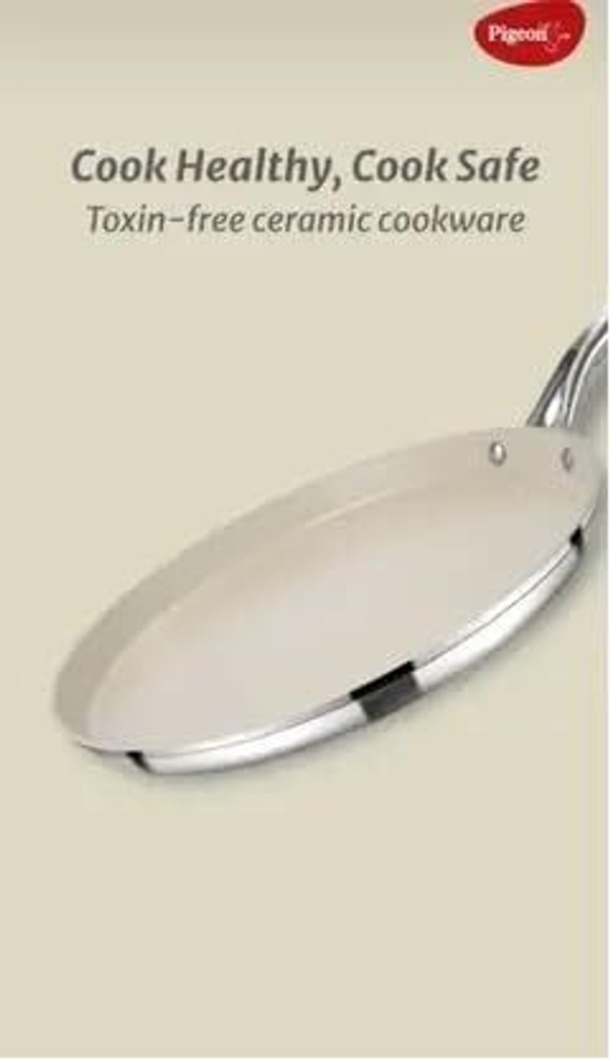 Image of Pigeon cerrasteel ceramic flat tawa Tawa 27 cm diameter
