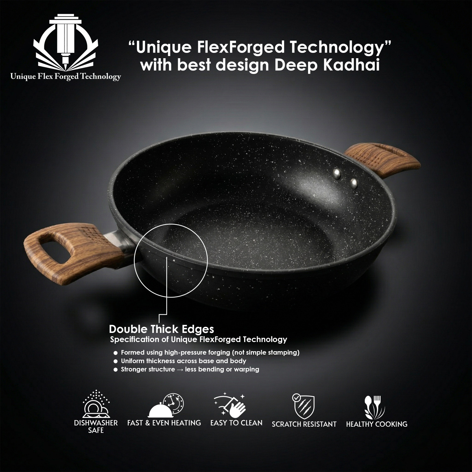 Image of Sigri-wala FlexForged Technology Kadhai 24 cm diameter 2.7 L capacity