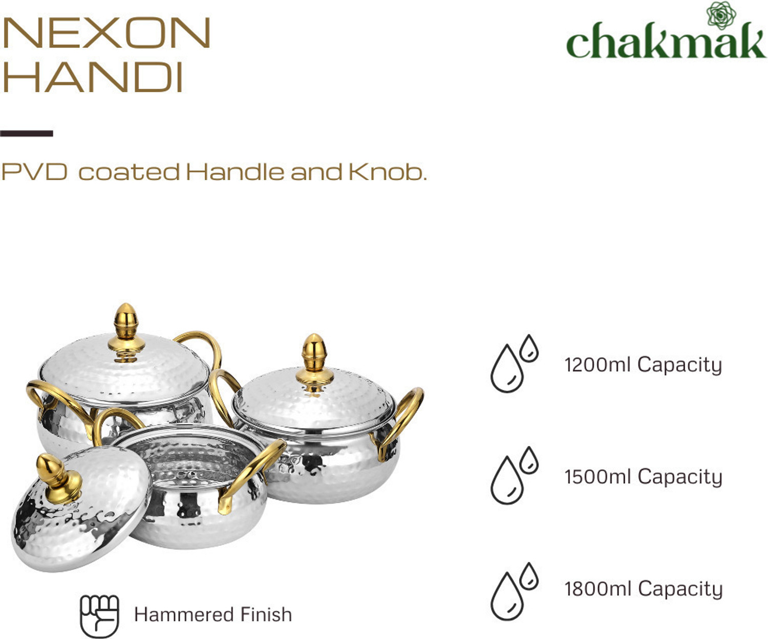Image of Chakmak Nexon Handi Handi 1.2 L, 1.5 L, 1.8 L with Lid
