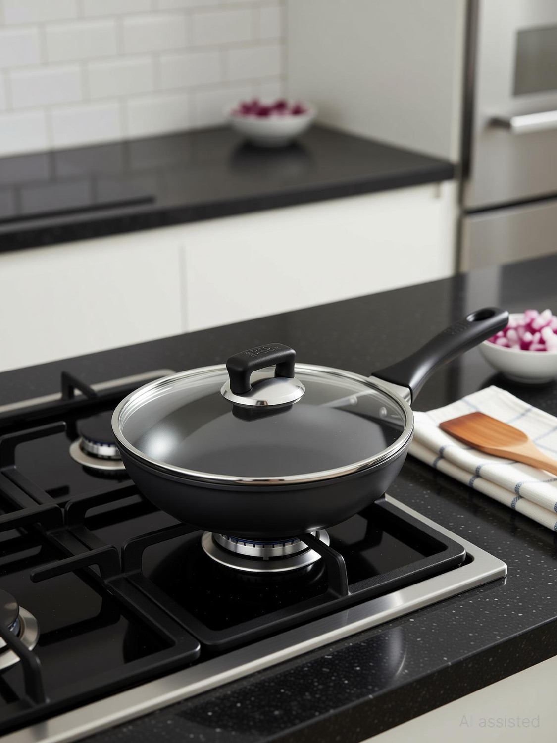 Image of MILTON Pro Cook Hard Anodized Fry Pan With Stainless Steel Lid, Fry Pan 26 cm diameter with Lid 2.2 L capacity