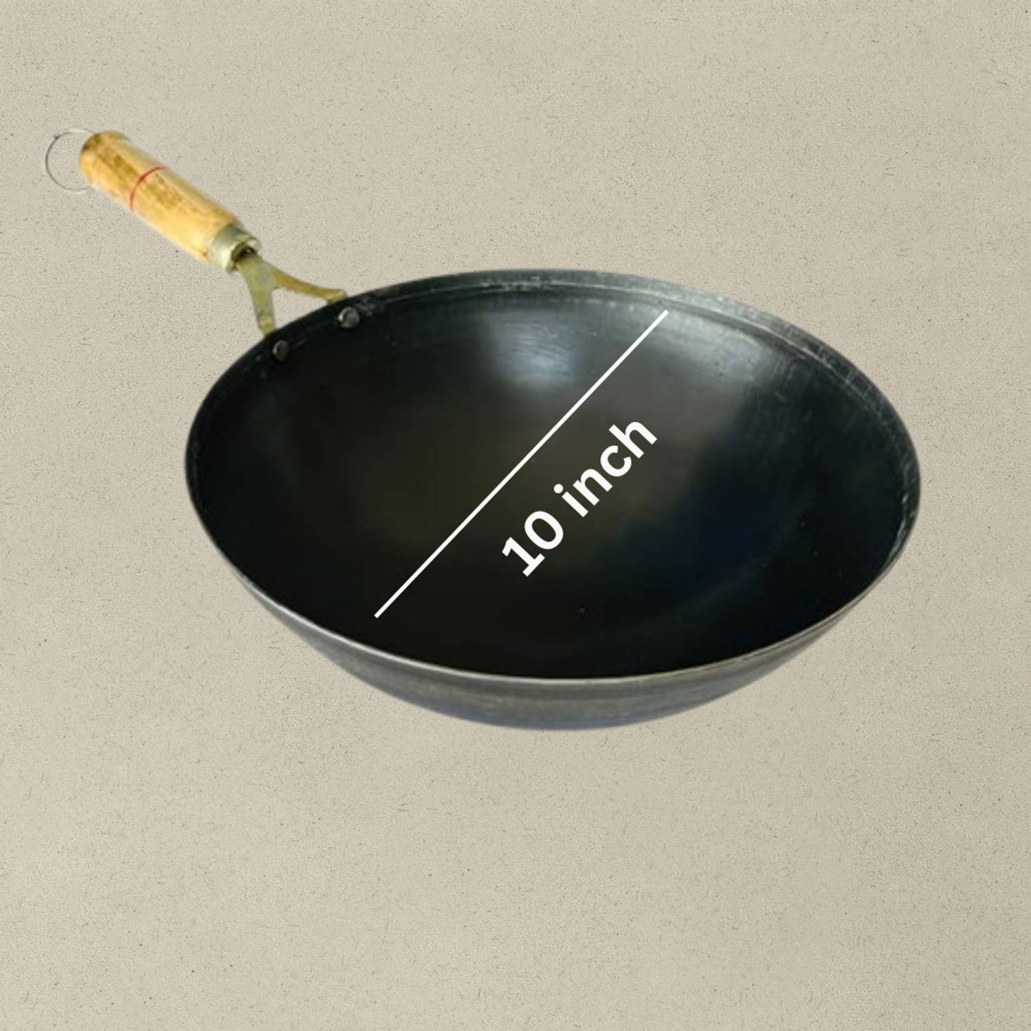 ARUNILA 10 Inch Iron Noodle Pan with Wooden Handle | Multipurpose Wok Pan Fry Pan 22 cm diameter 1.5 L capacity — Fry Pans & Cookware Sets