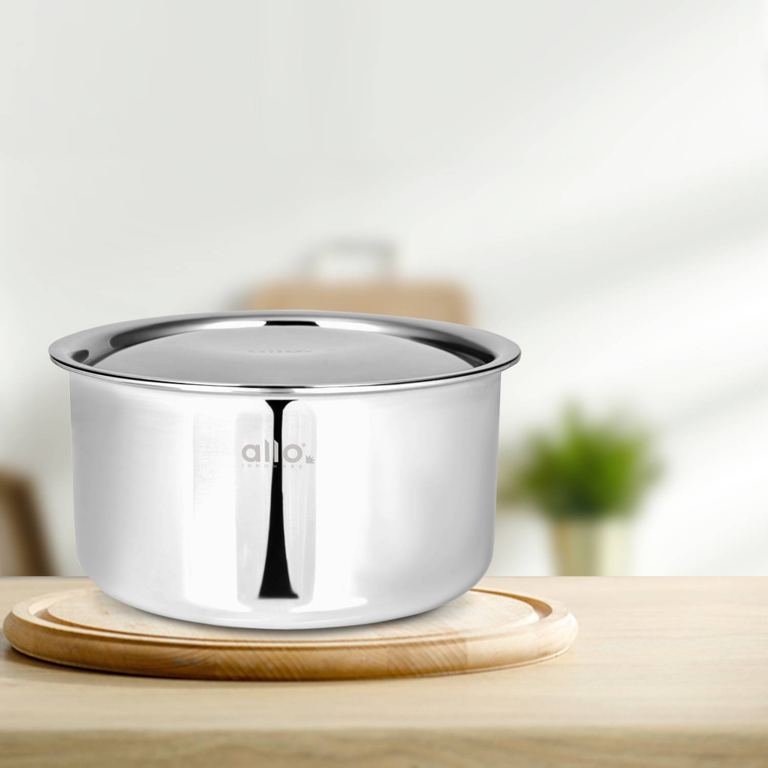 Allo CookSafe TriPly Stainless Steel Naturally Non Stick Tope/Bhagona/Patila with Lid 3.8 L capacity 20 cm diameter