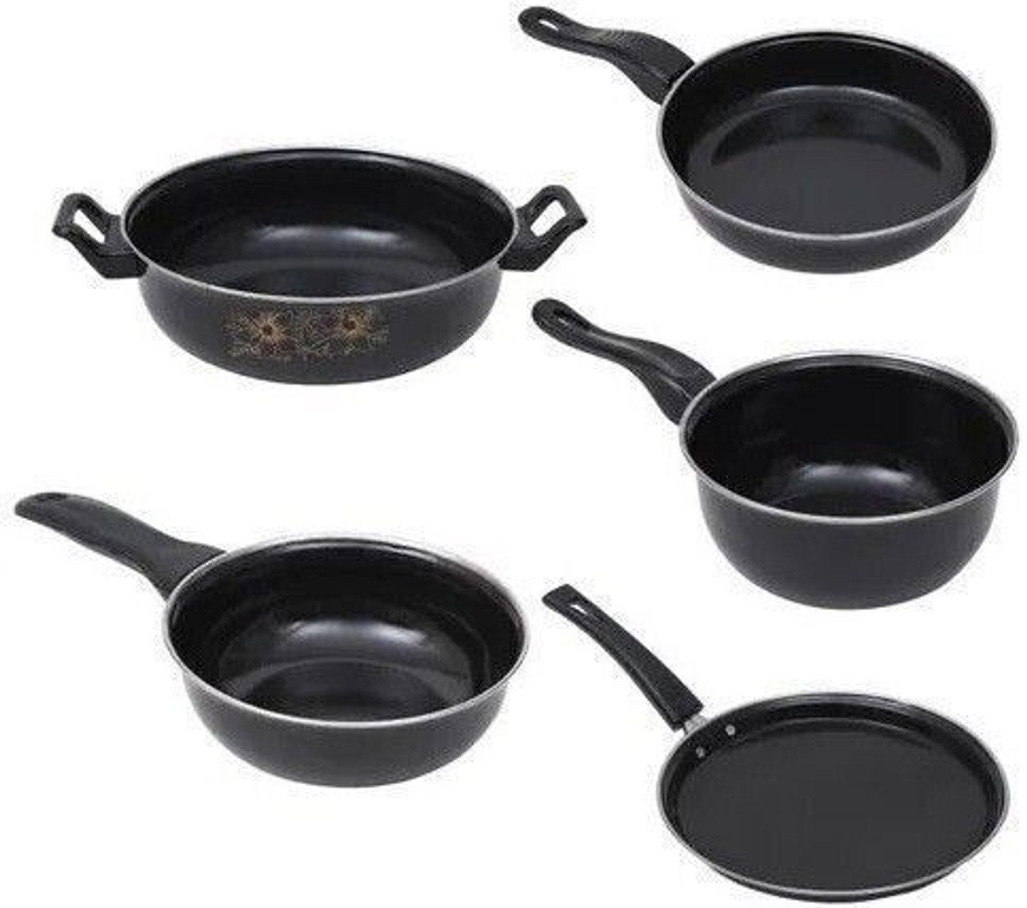 Image of TOLXI Premium Quality of 5 Pcs Induction Bottom Non-Stick Coated Cookware Set Kadhai 15 cm diameter 5 L capacity