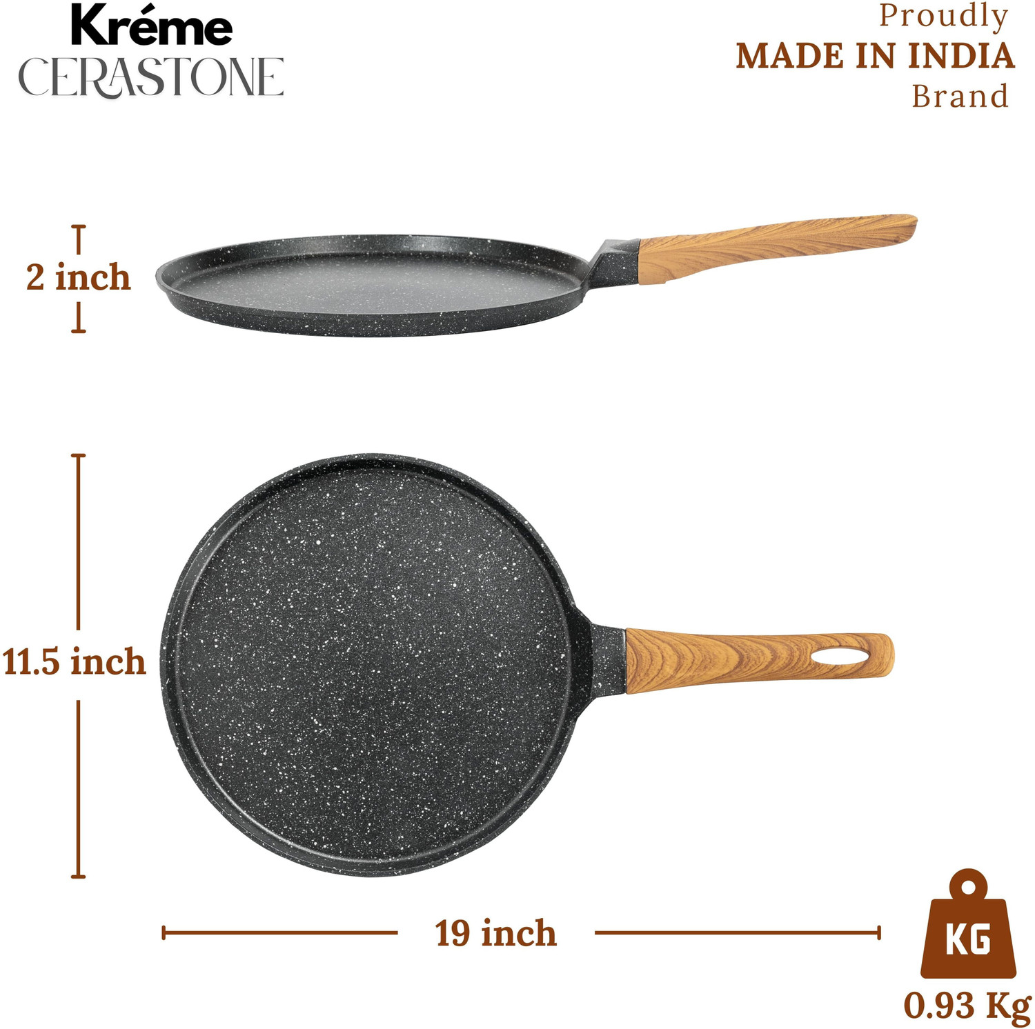 Image of Kreme CeraStone Granite Tawa 28 cm diameter (Aluminium, Non-stick, Induction Bottom)