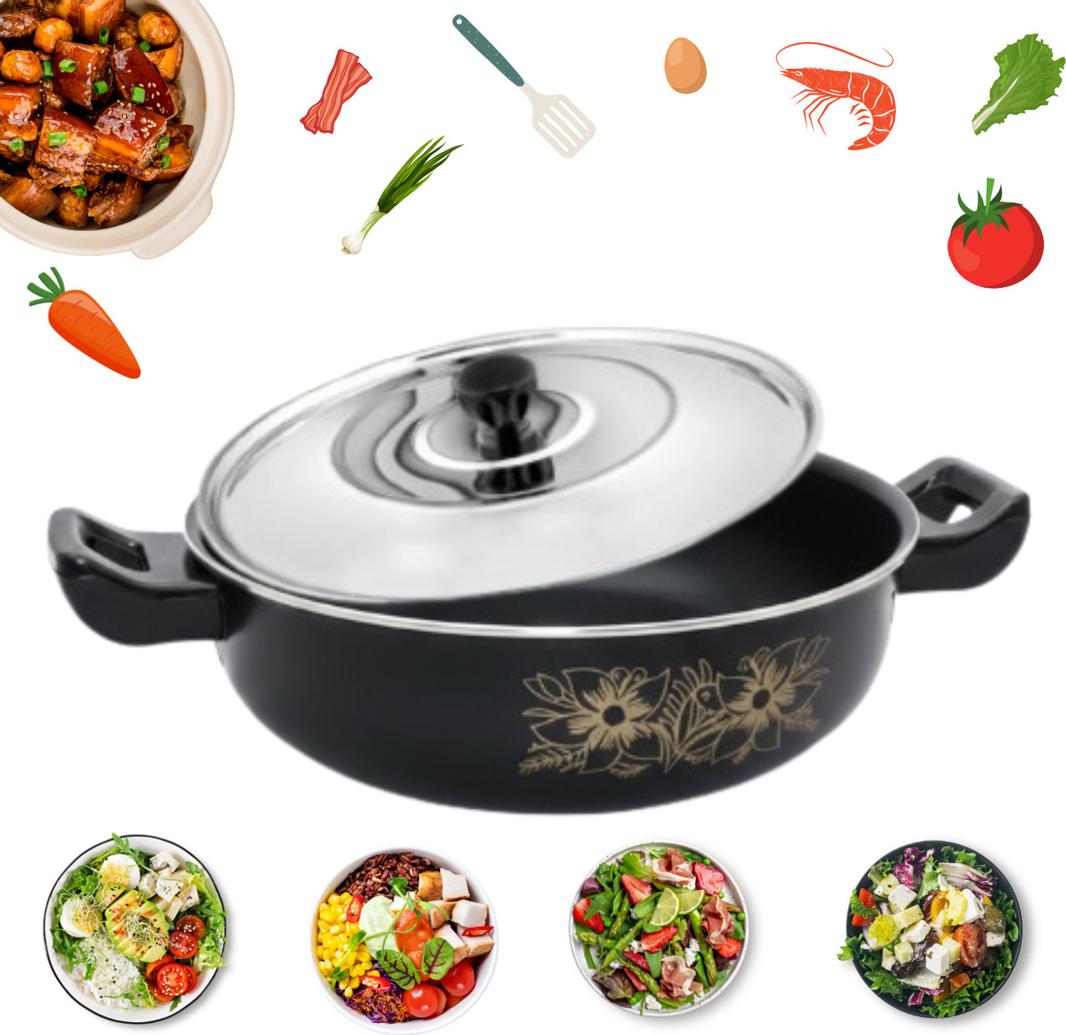 Image of Cook Pro .Karahi-LId-26Guage,,. /.. Kadhai 28 cm diameter with Lid 3.5 L capacity