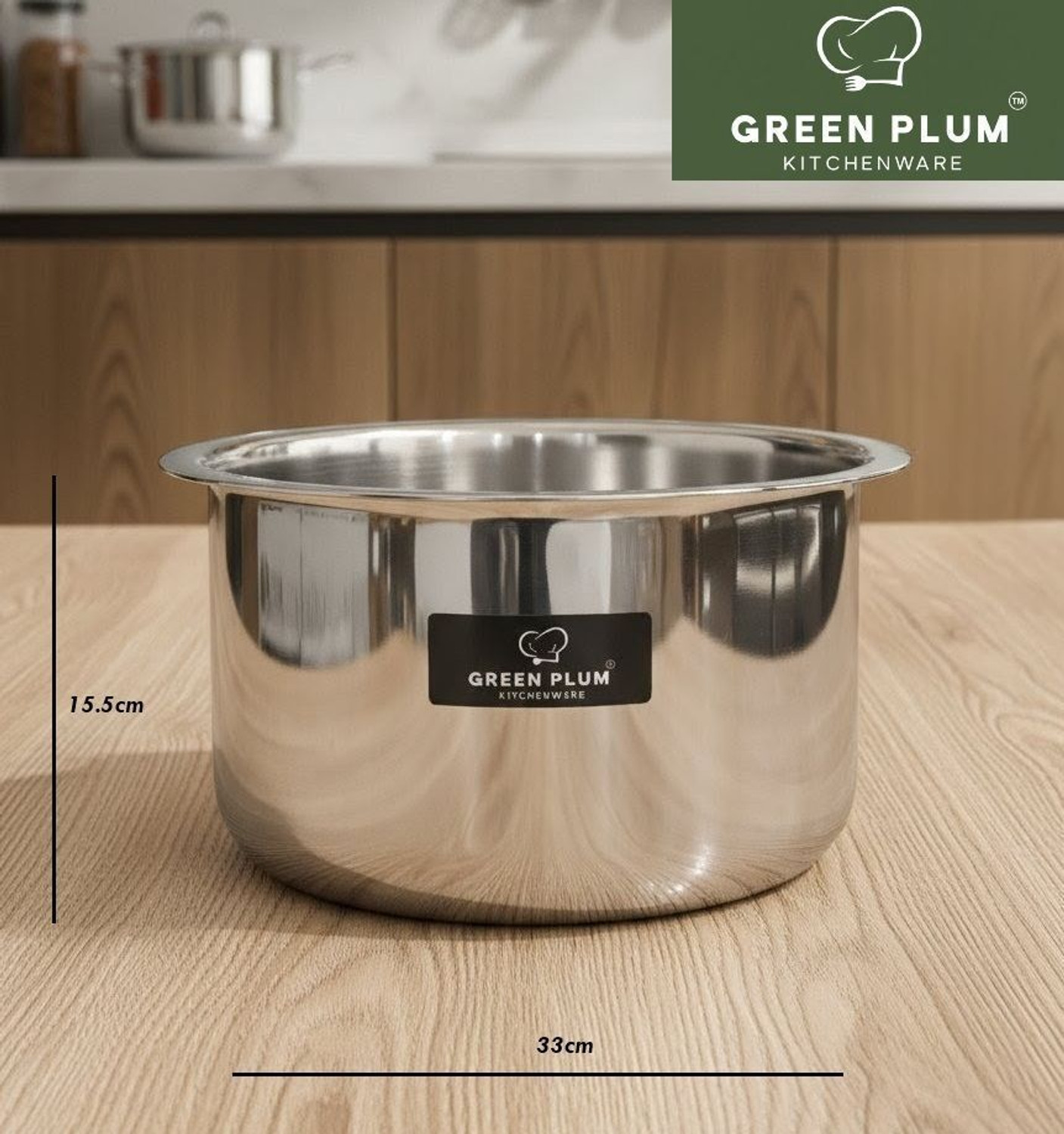 Image of GREEN PLUM GreenPlum Triply Tope /Bhagona /Patila 7 L capacity 28 cm diameter