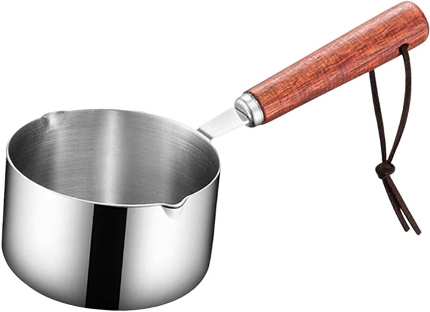 Alark Milk Pan Stainless Steel Mini Milk Butter Warmer Pot 300ML Dual Spout Milk Pan 5 cm diameter 0.5 L capacity