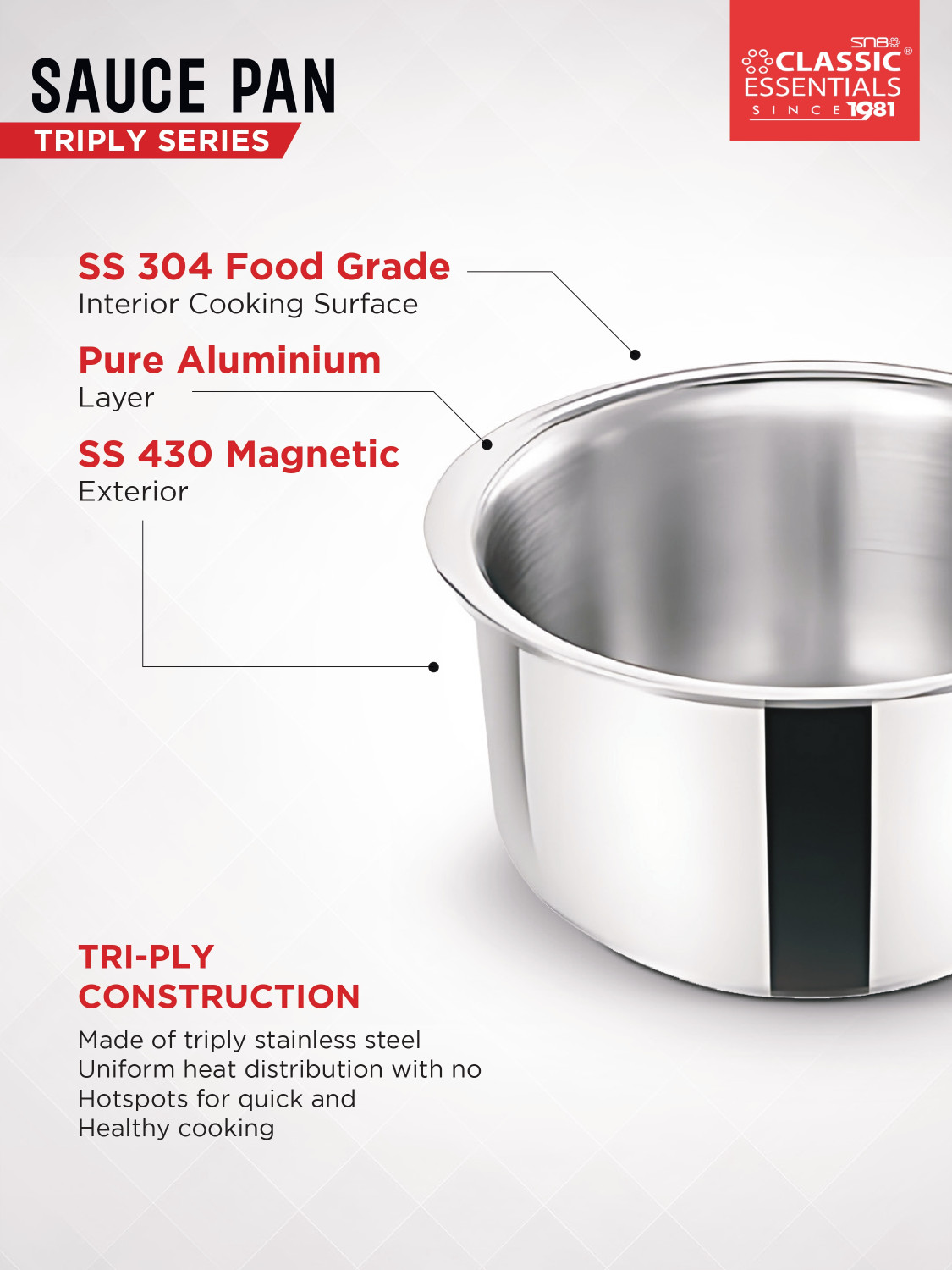 Image of Classic Essentials Sauce Pan 14 cm diameter with Lid 0.5 L capacity