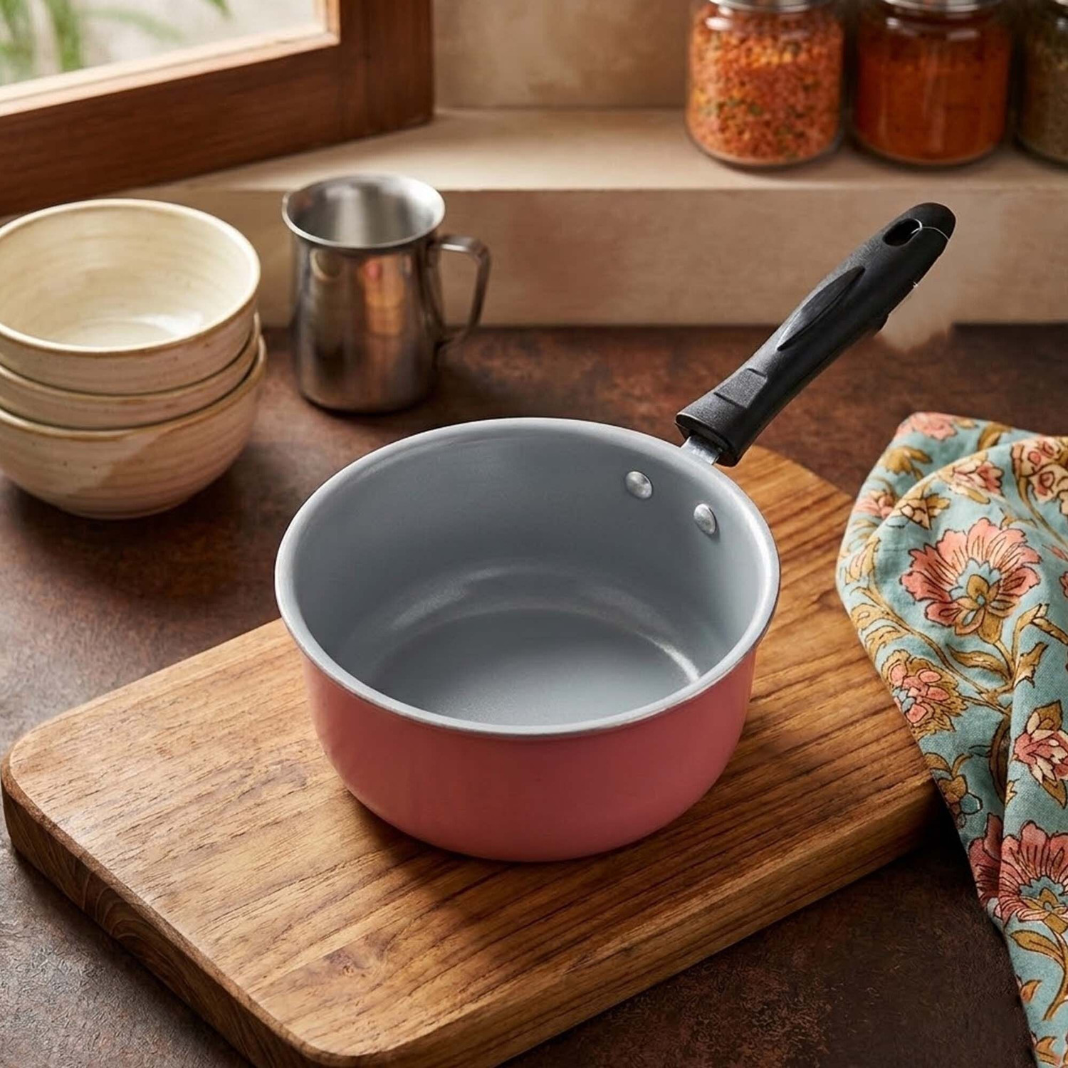 Image of Dozy Pink 2L Non-Stick Saucepan with Stay-Cool Handle Sauce Pan 18 cm diameter 2 L capacity