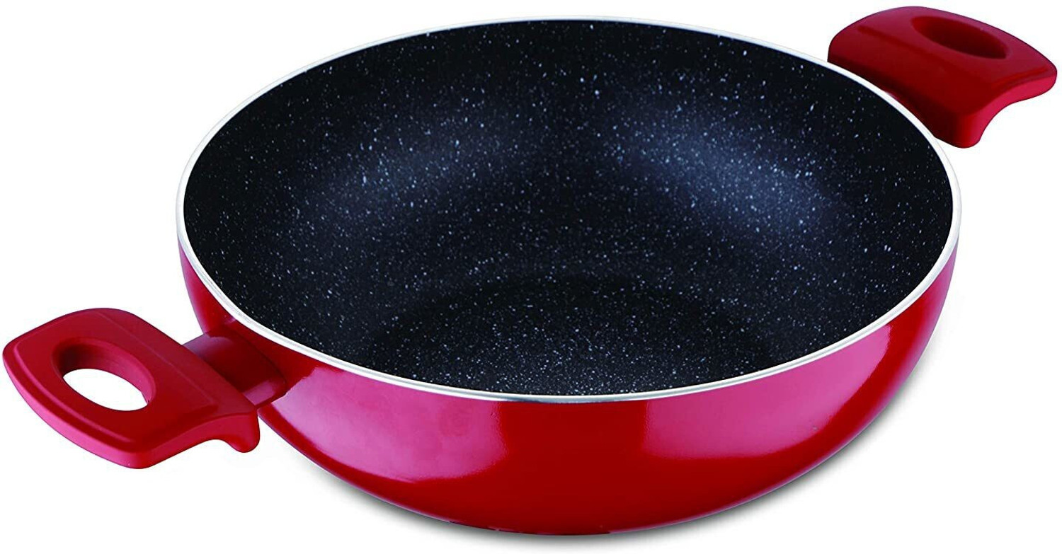 Image of BERGNER Bellini Plus Pressed 5-Layer Non-Stick Aluminium Induction Bottom Kadhai 20 cm diameter with Lid 2.3 L capacity (Aluminium, Non-stick, Induction Bottom)