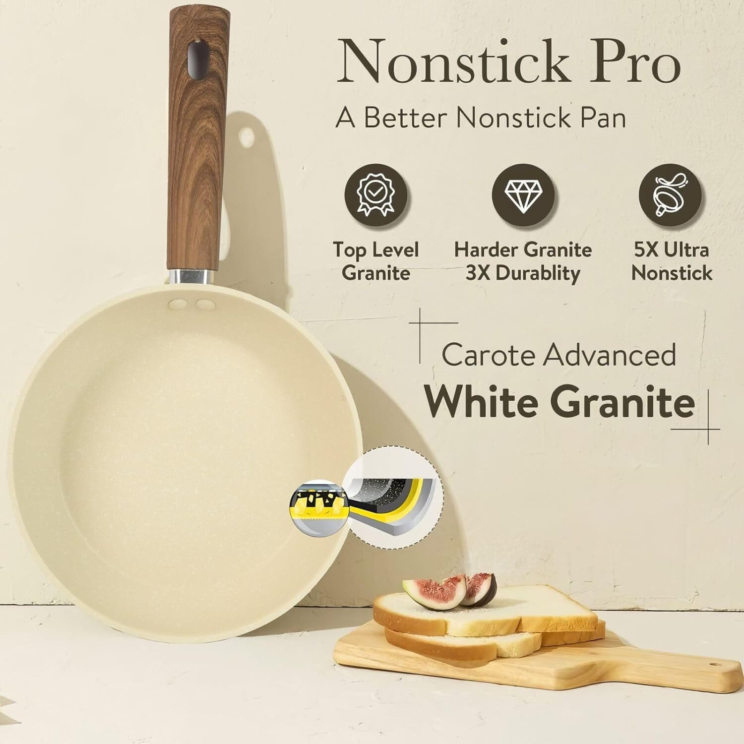 Image of Tadatmay Granite Non-Stick Frying Pan | Multi-Purpose Uses Omelet, Uttapam, Burger, Egg Kadhai 24 cm diameter 1 L capacity