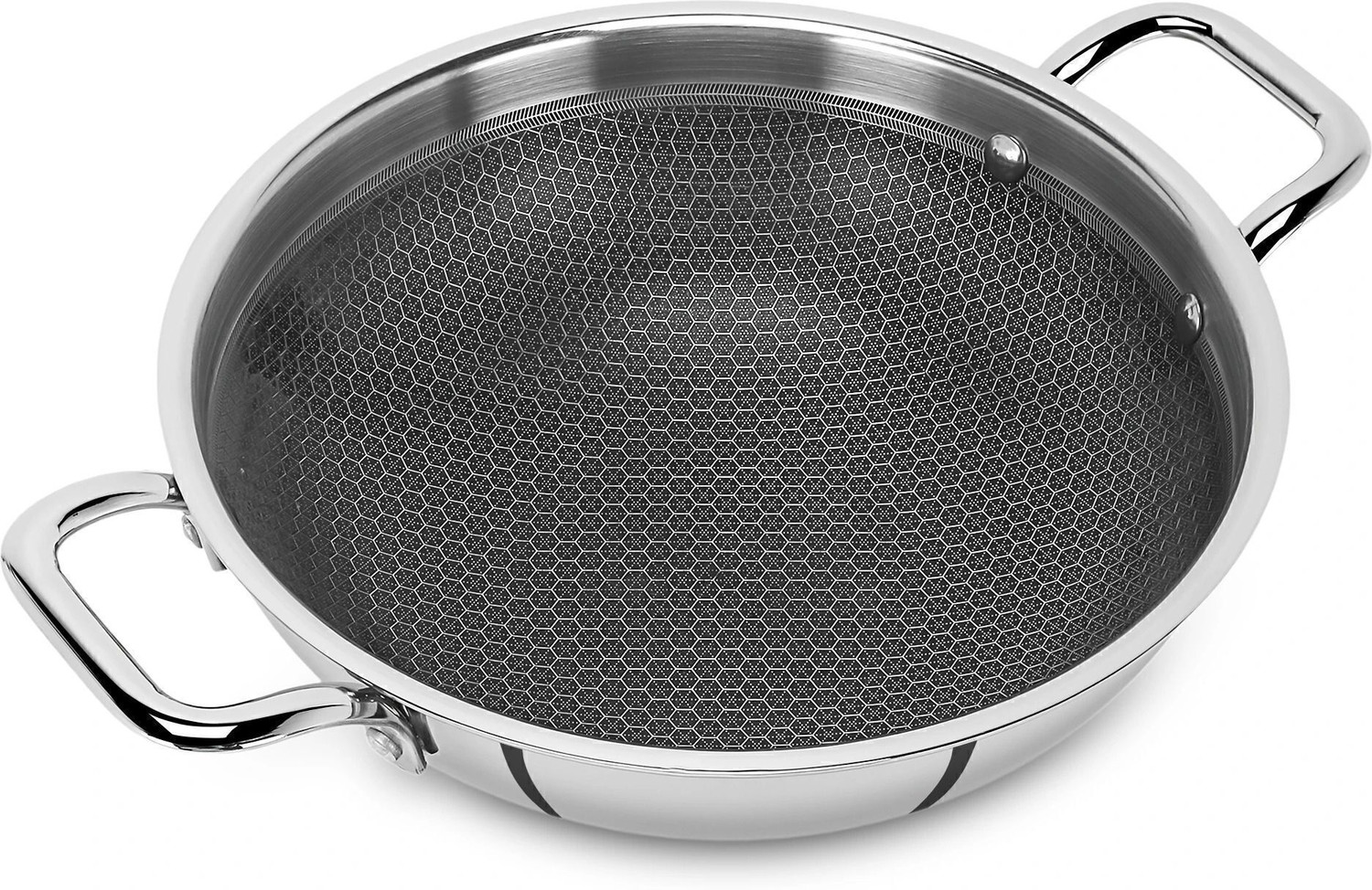 Image of Hot plus HexaPro 26 - Triply Honeycomb Steel Kadai (26 cm, 2.5 mm Base) Kadhai 26 cm Kadhai 26 cm diameter 3.5 L capacity