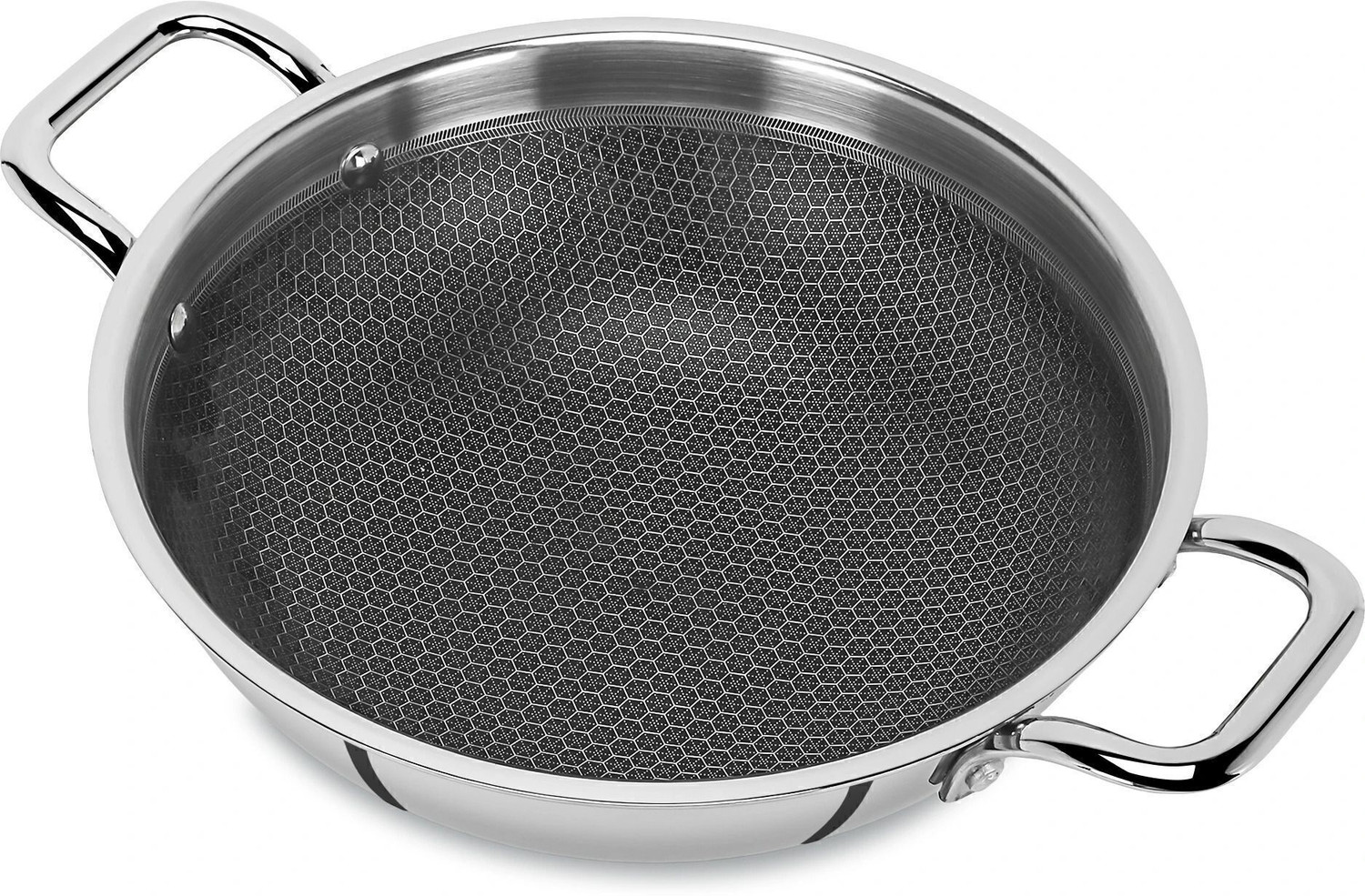 Image of Hot plus HexaPro 26 - Triply Honeycomb Steel Kadai (26 cm, 2.5 mm Base) Kadhai 26 cm Kadhai 26 cm diameter 3.5 L capacity